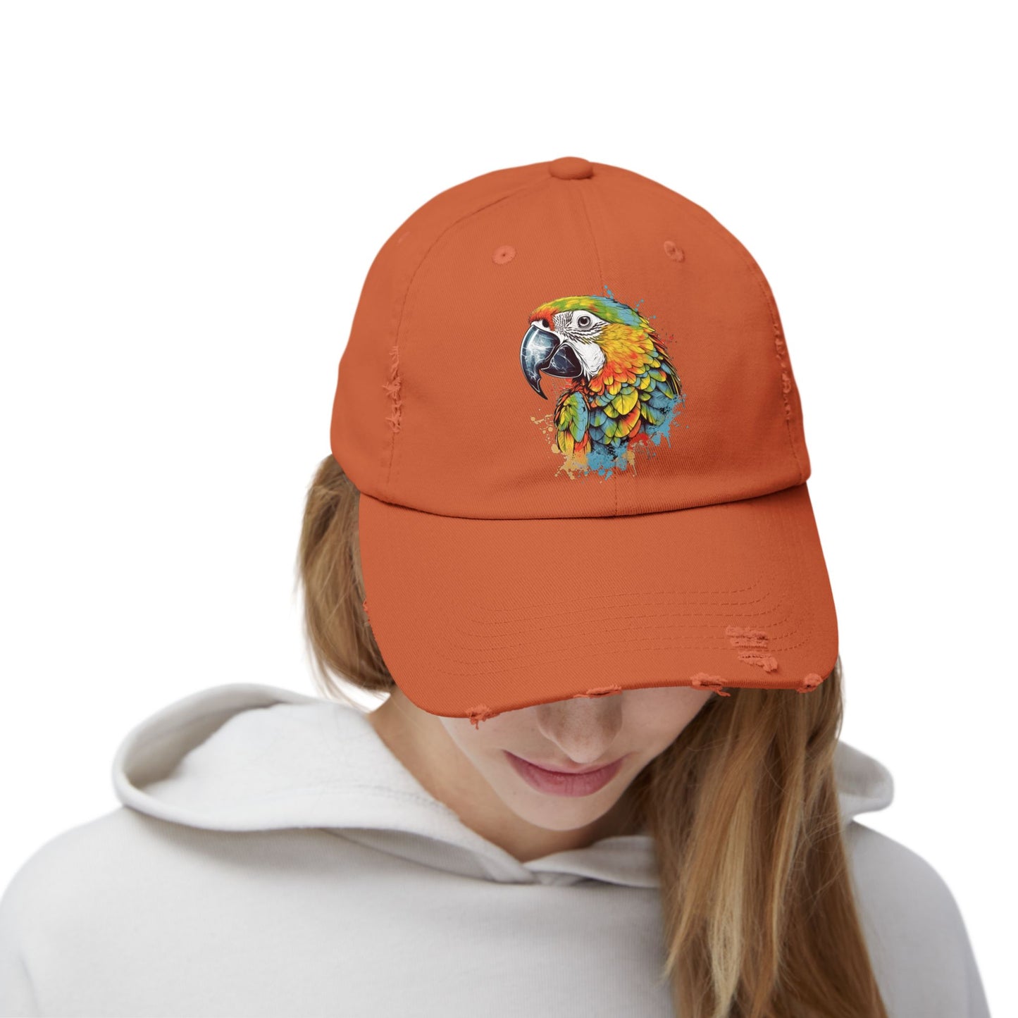 The Nerdy Birder Colorful Parrot Vintage Style Hat - Unisex Distressed Cap