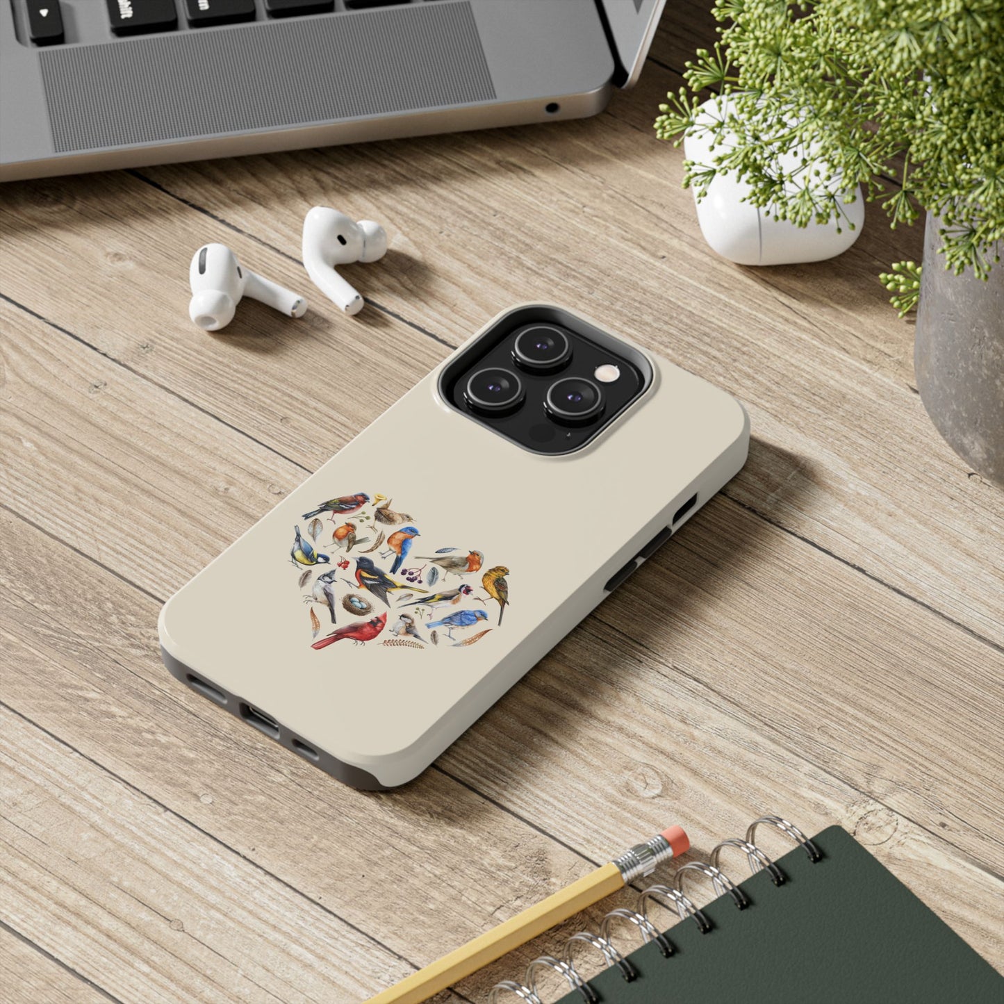 Bird Heart Tough Phone Cases - Cute Wildlife Design, Gift for Nature Enthusiasts, Durable Cases for Birdwatching
