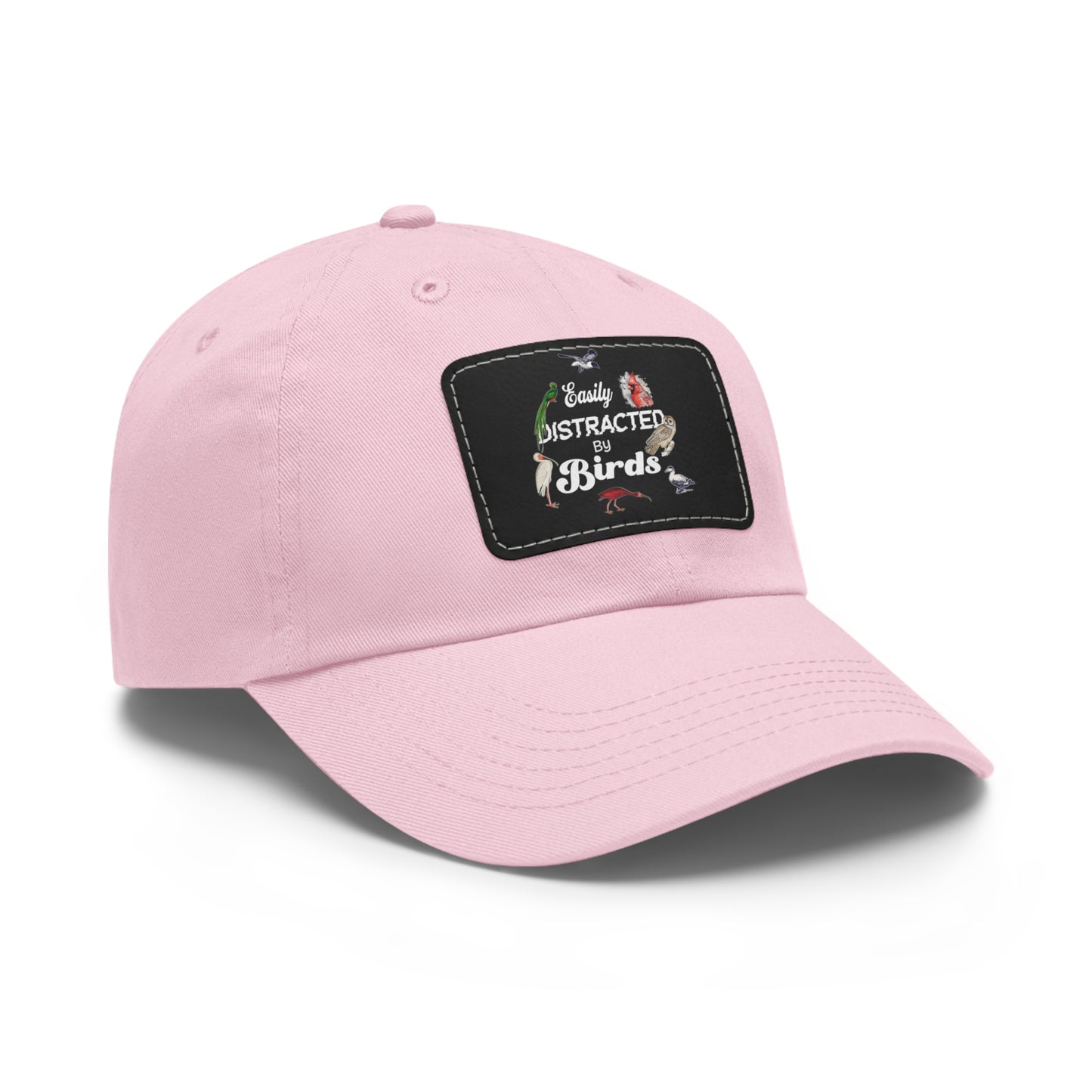 The Nerdy Birder Easily Distracted By Birds Dad Hat with Leather Patch, Casual Cap for Bird Lovers, Unisex