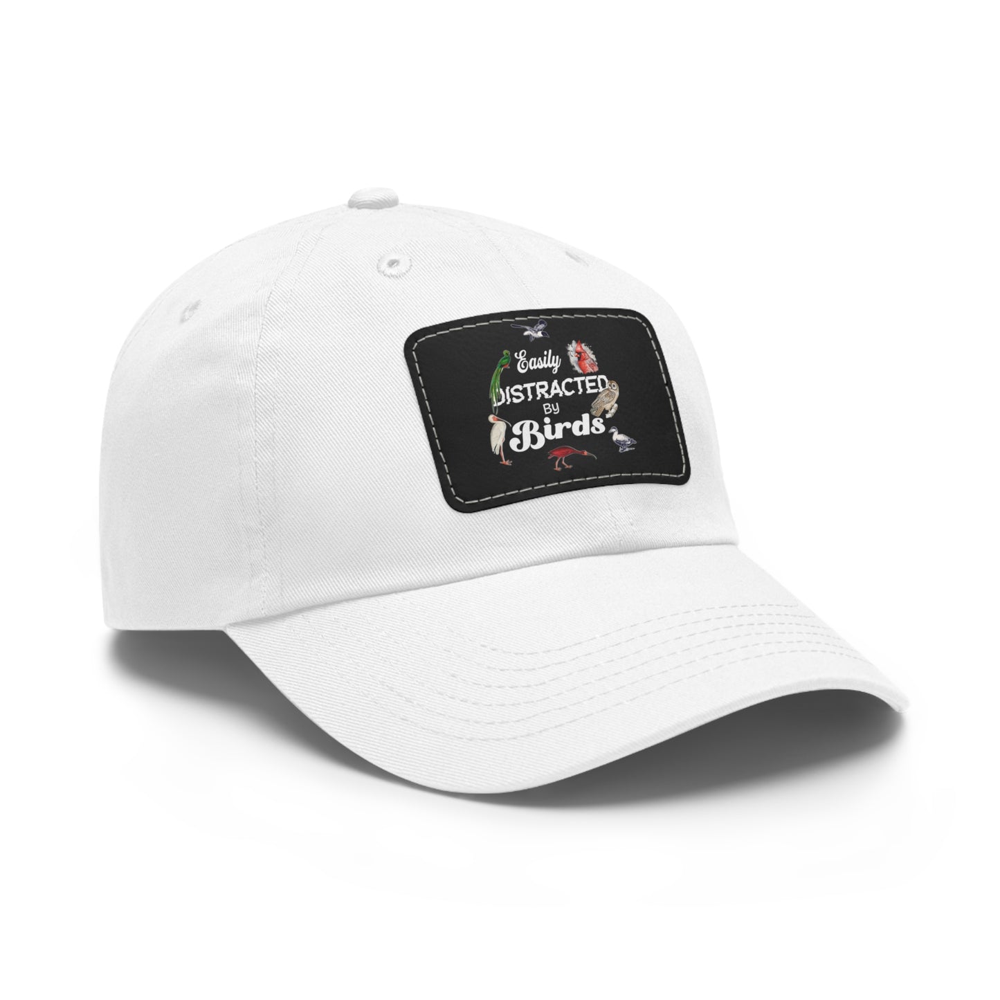 The Nerdy Birder Easily Distracted By Birds Dad Hat with Leather Patch, Casual Cap for Bird Lovers, Unisex