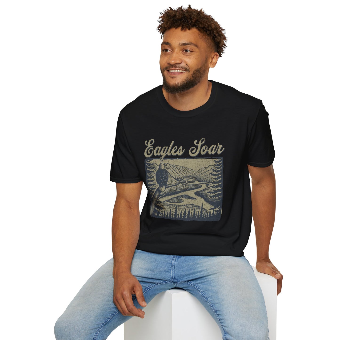 Eagles Soar Unisex Softstyle T-Shirt - Nature Inspired Graphic Tee
