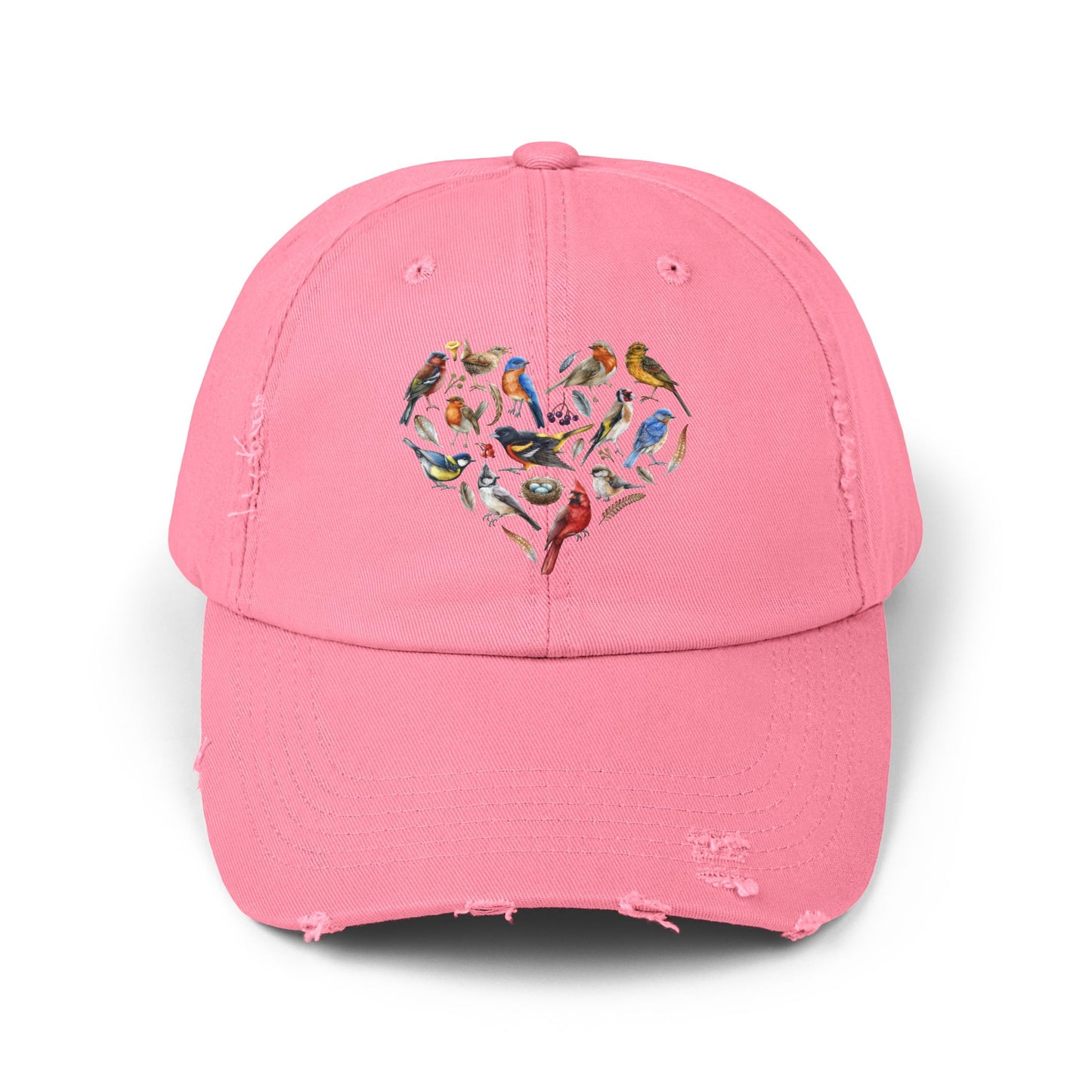 The Nerdy Birder Bird Heart Vintage Style Hat - Unisex Distressed Cap