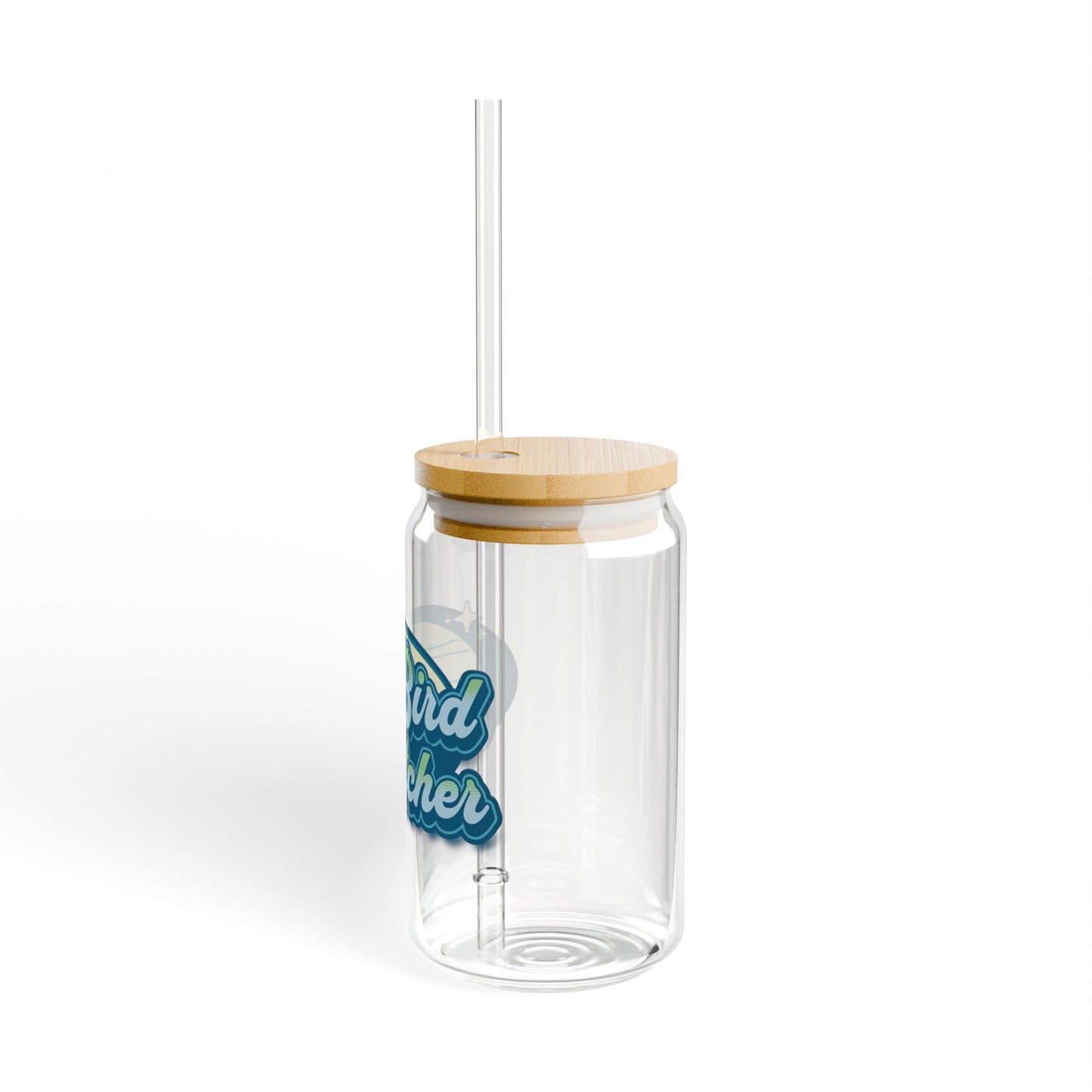 The Nerdy Birder Bird Watcher 16oz Sipper Glass With Bamboo Lid