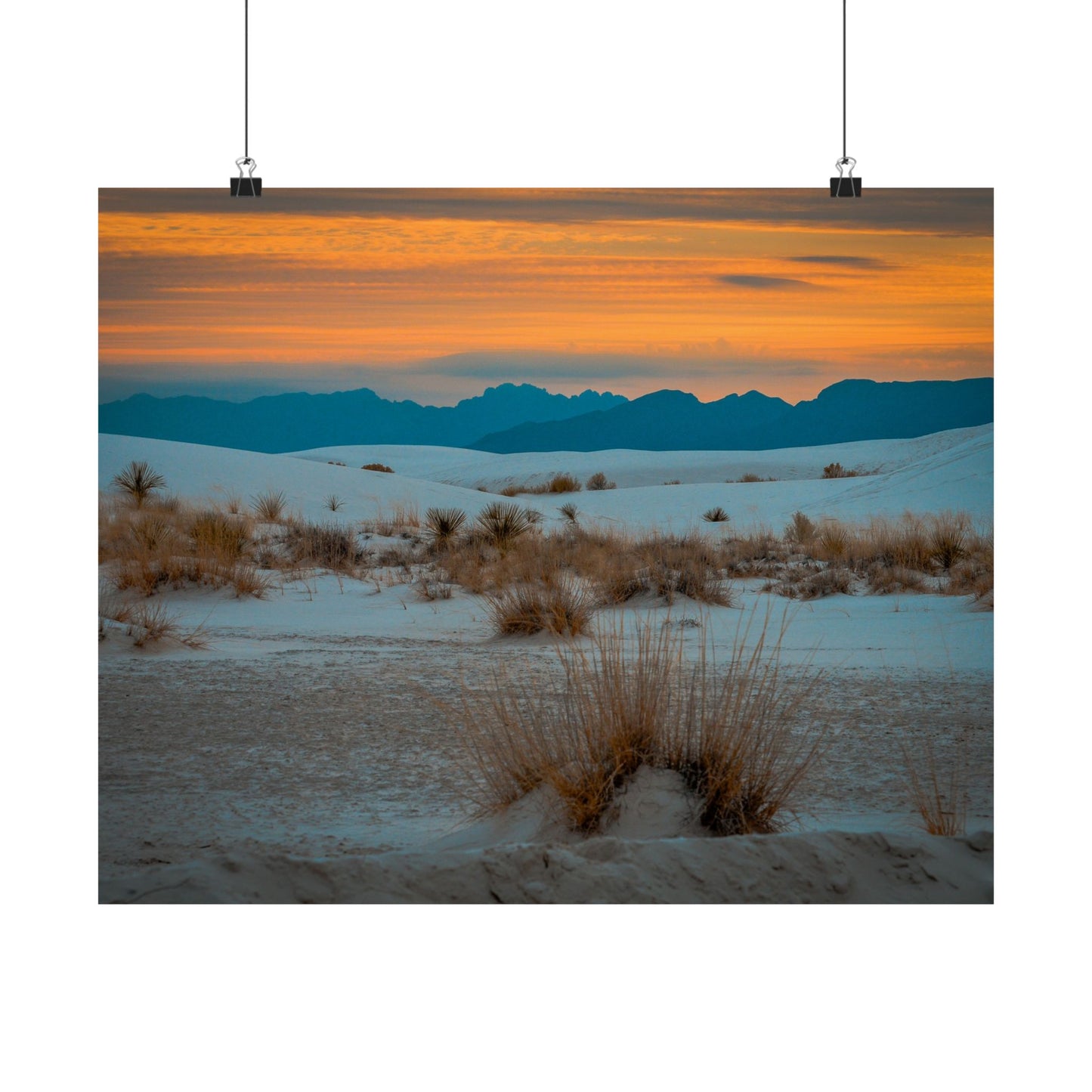 Desert Sunset Matte Poster | White Sands Tranquil Wall Art for Nature Lovers