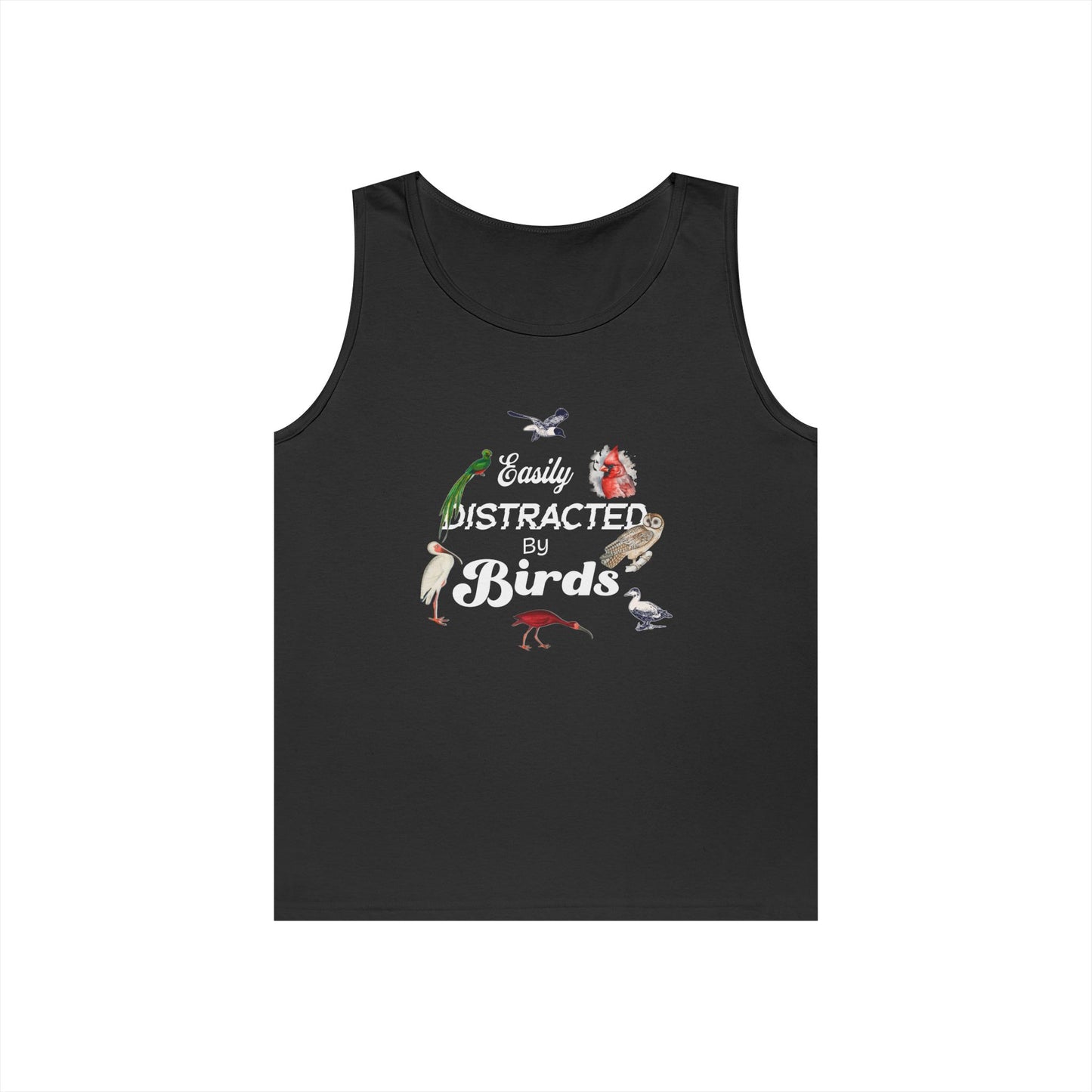 The Nerdy Birder Easily Distracted By Birds Tank Top, Gift for Bird Lovers, Unisex Summer Wear, Nature Lover's Apparel, Fun Casual Tank