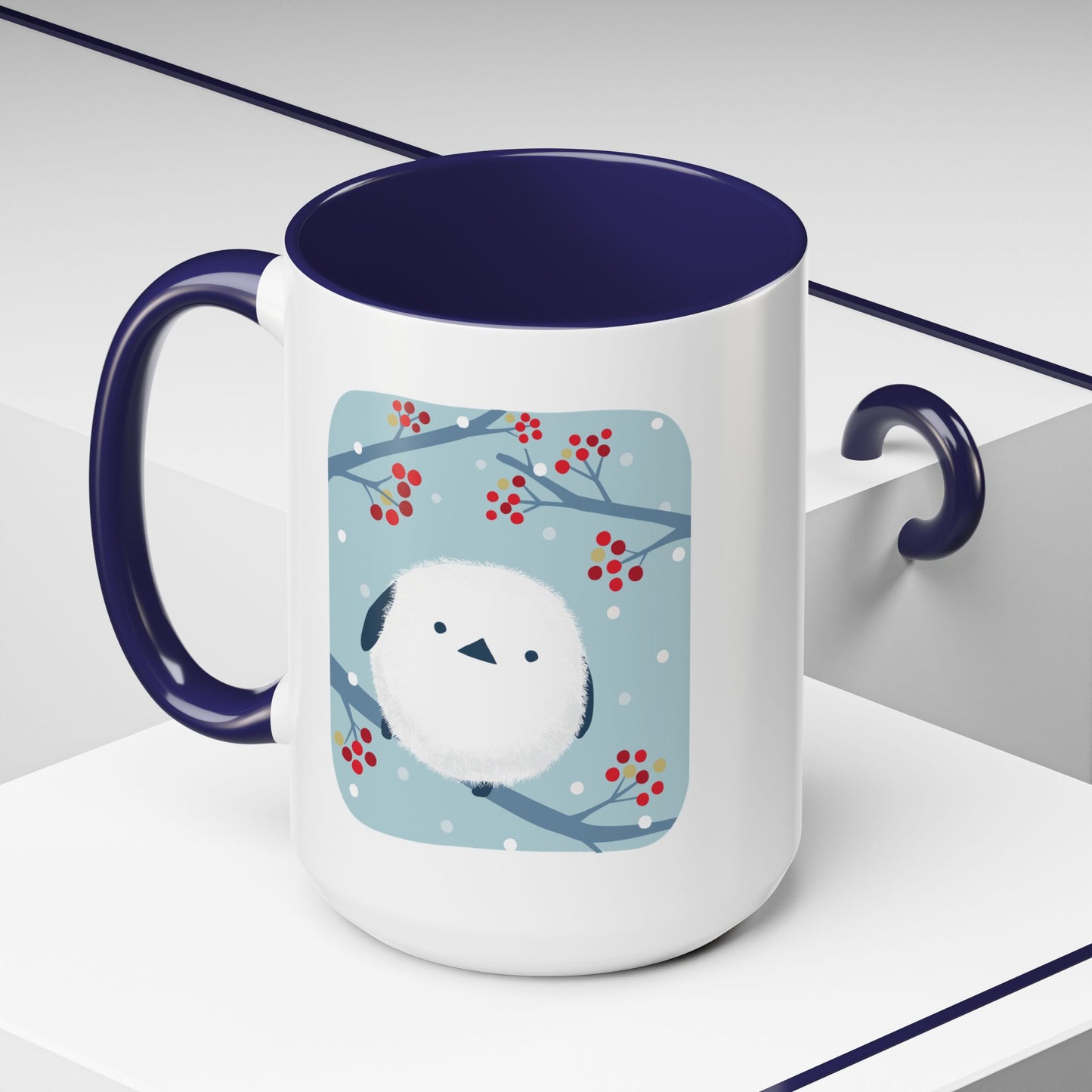 Cute Bird & Cherry Blossom Accent Coffee Mug - 11oz & 15oz