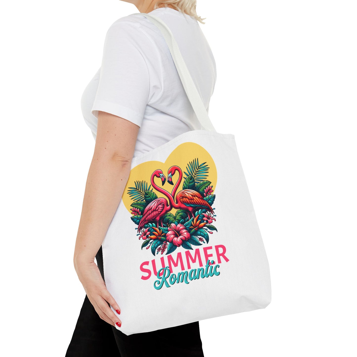 Romantic Summer Tote Bag with Flamingos