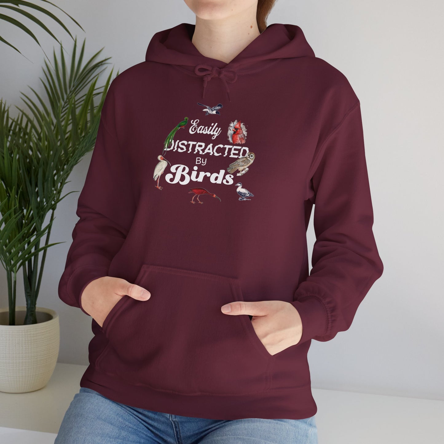 The Nerdy Birder - Easily Distracted by Birds Unisex Hoodie - Cozy Sweatshirt for Nature Lovers