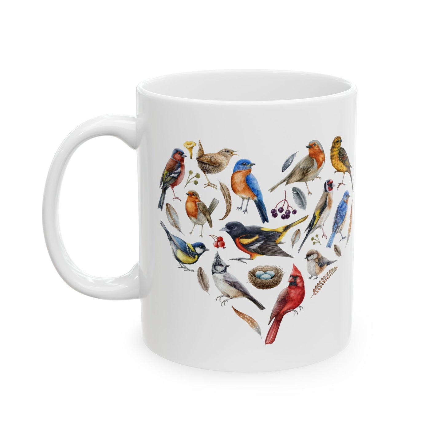 Heart Of Birds White Ceramic Mug
