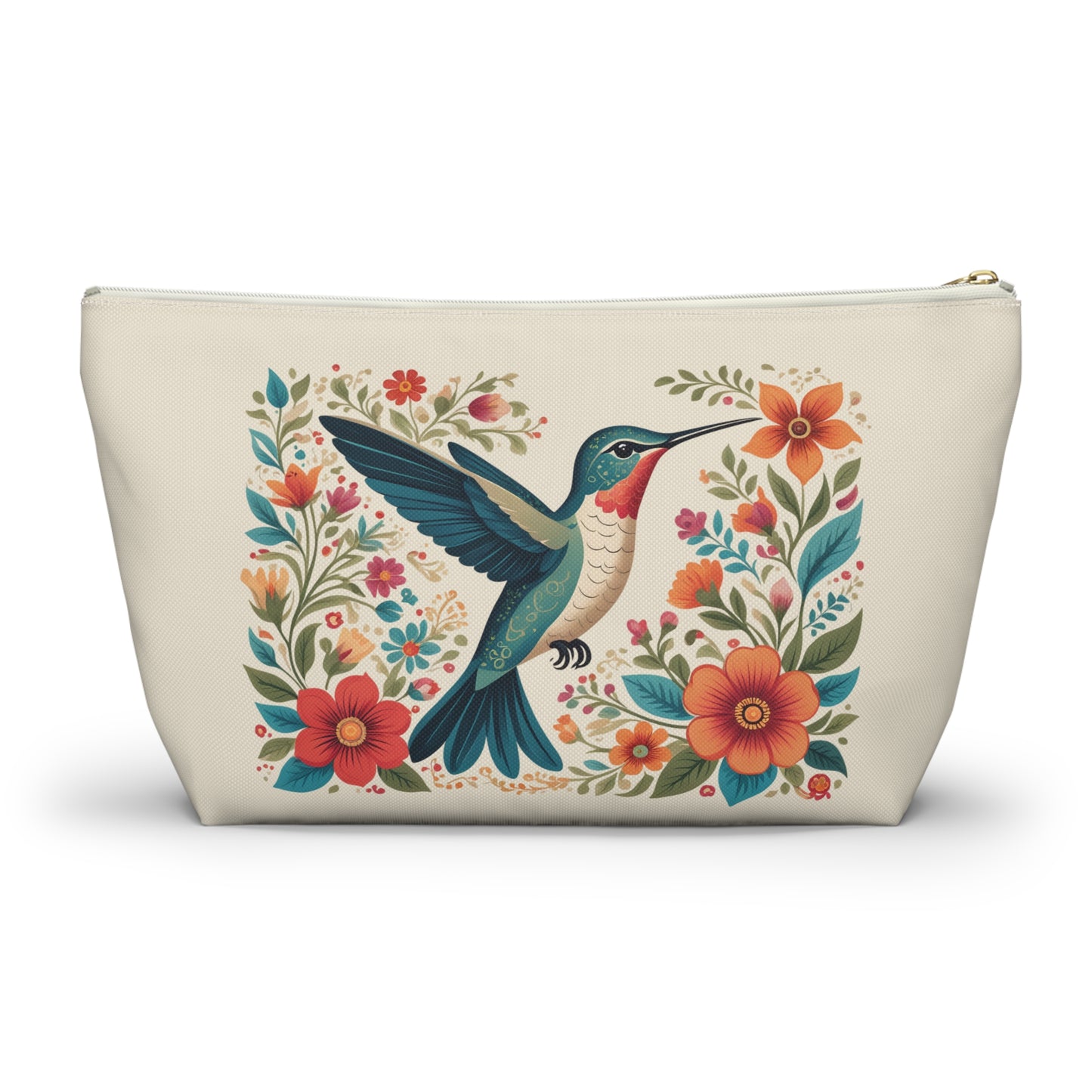 Hummingbird In Bloom Accessory Pouch Natural