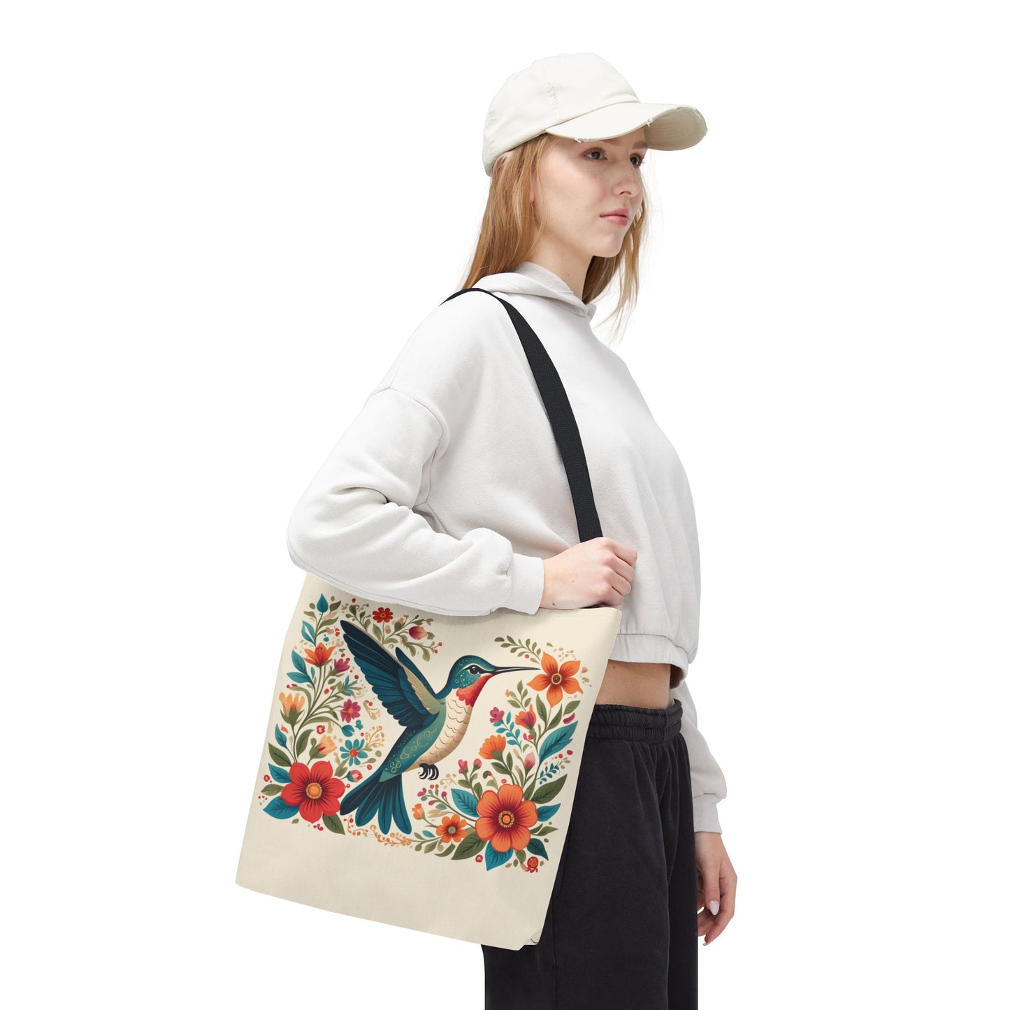Hummingbird In Bloom Tote Bag - Natural color