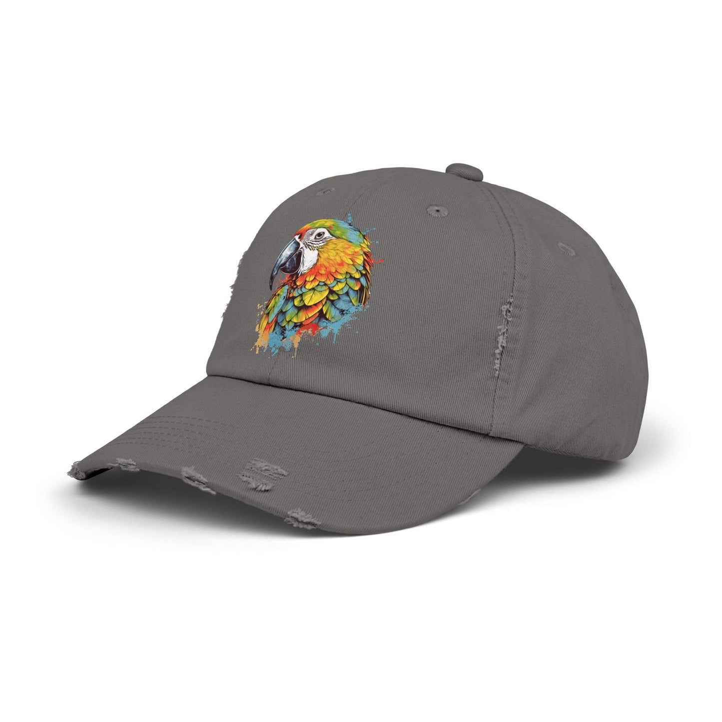 The Nerdy Birder Colorful Parrot Vintage Style Hat - Unisex Distressed Cap