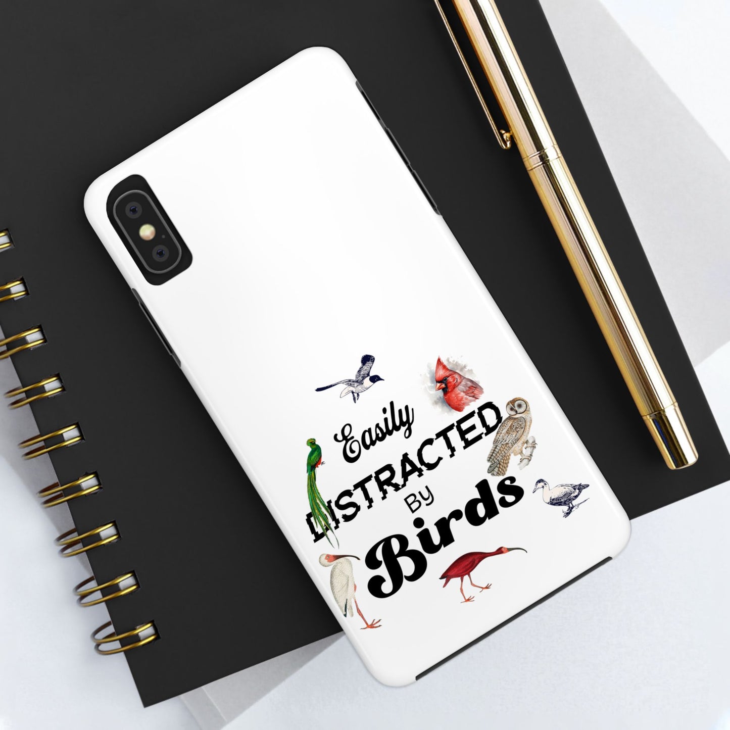 The Nerdy Birder - Easily Distracted by Birds Tough Phone Cases, Bird Lover Gift, Unique Phone Accessory, Nature-Themed Case