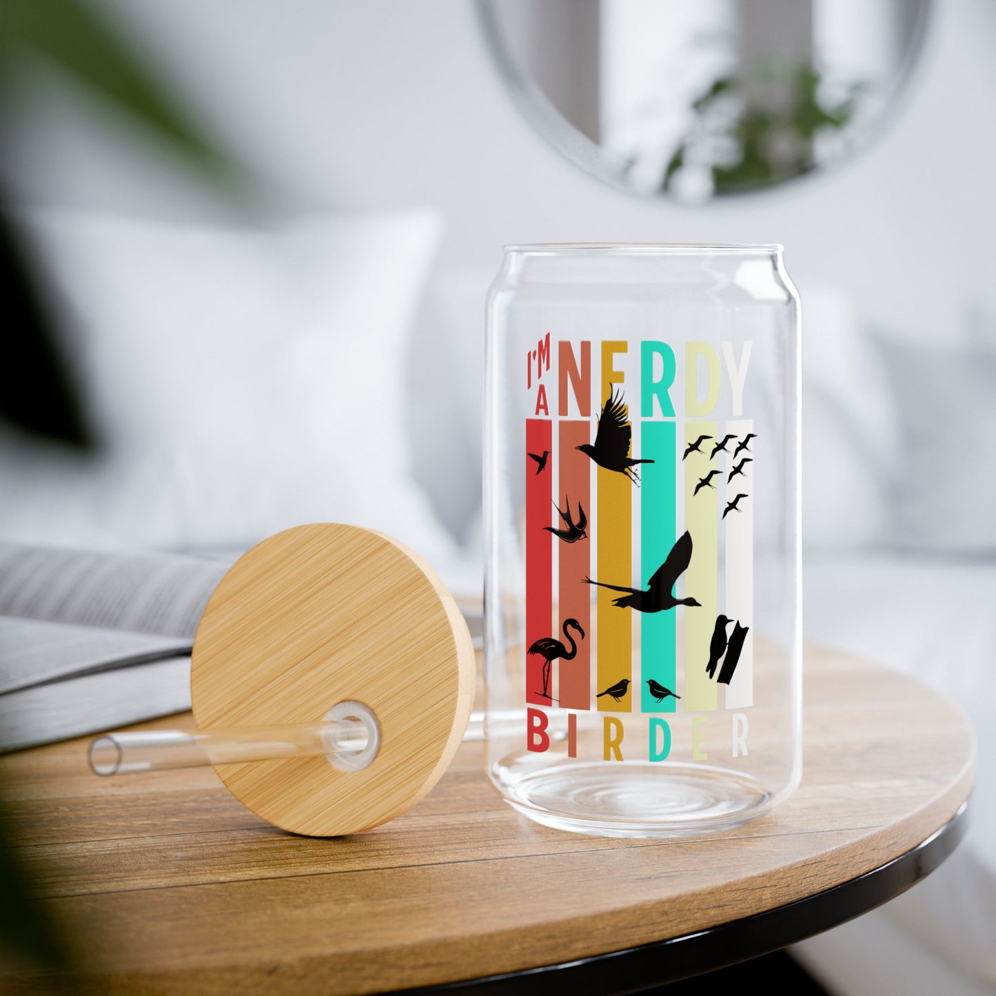 The Nerdy Birder I'm A Nerdy Birder 16oz Sipper Glass With Bamboo Lid