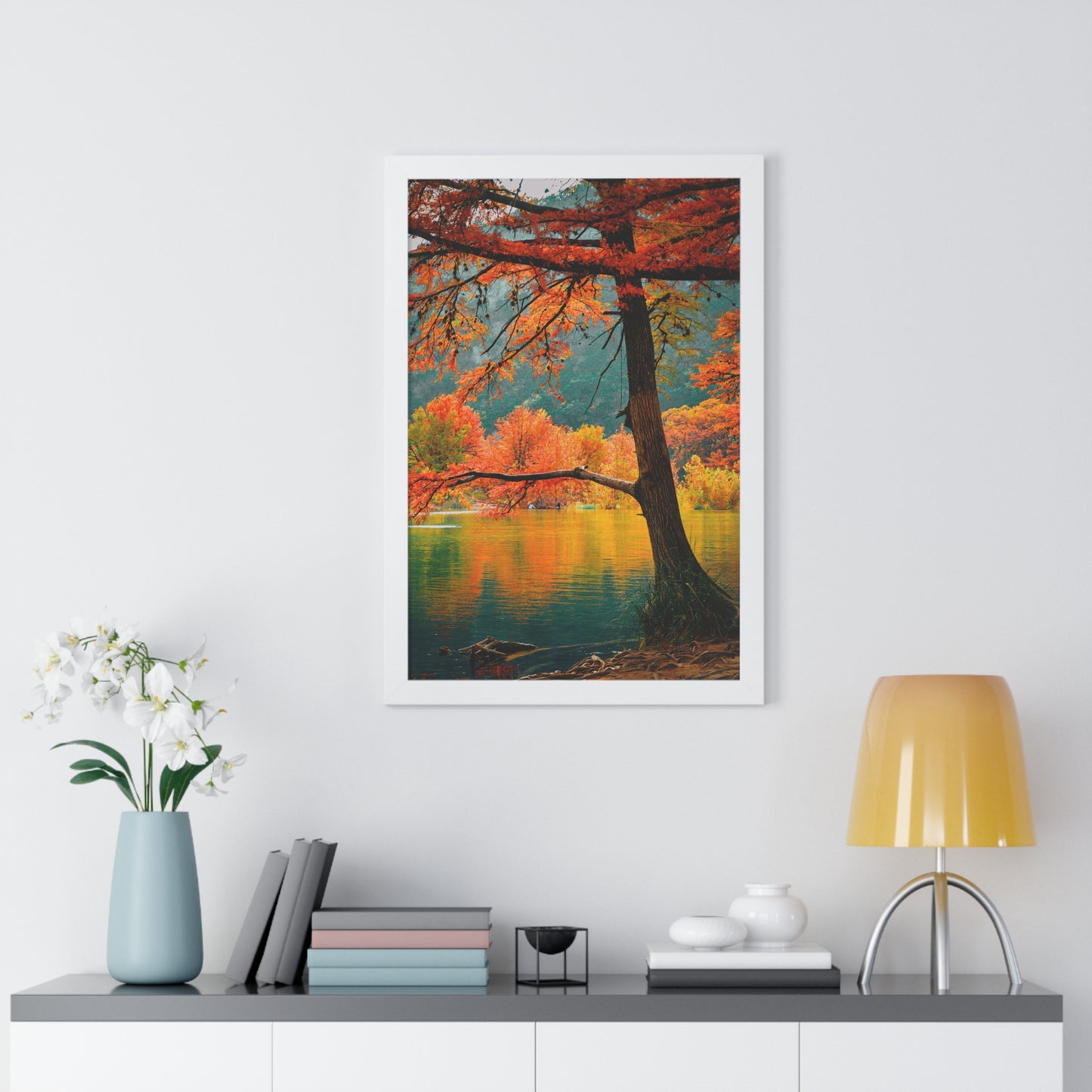 Autumn Serenity Framed Vertical Poster - Nature Wall Art for Home Decor