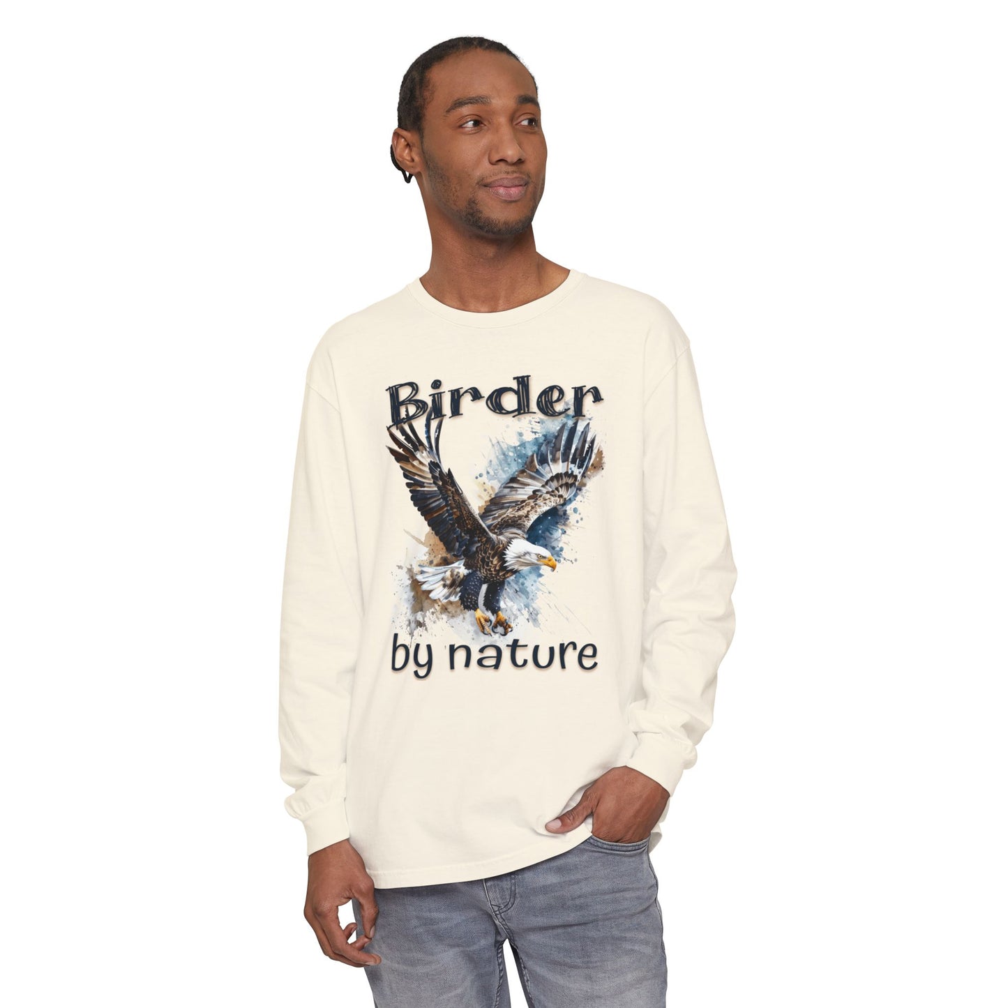 Eagle Birder By Nature Unisex Birding Long Sleeve T-Shirt