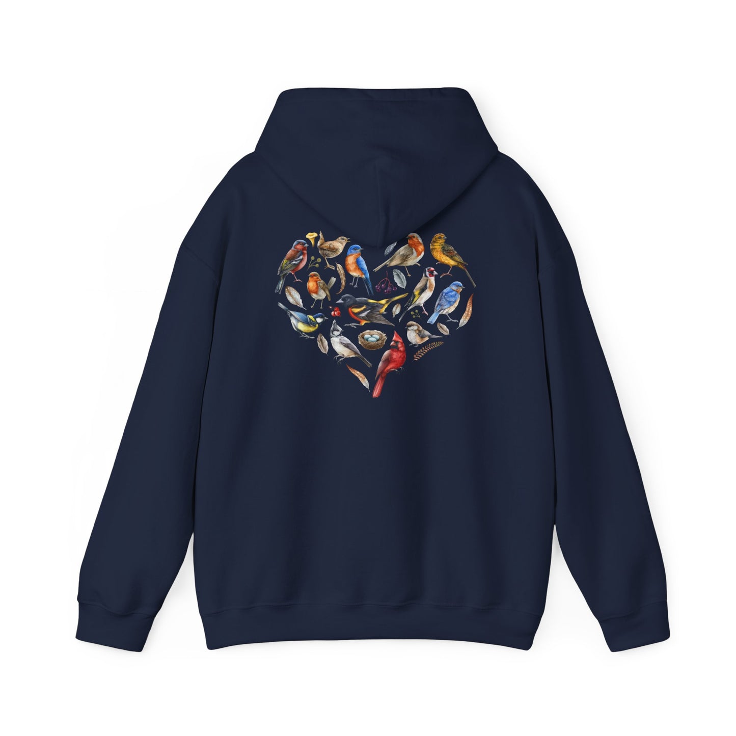 Bird Heart Unisex Hoodie Back Design - Cozy Sweatshirt for Nature Lovers