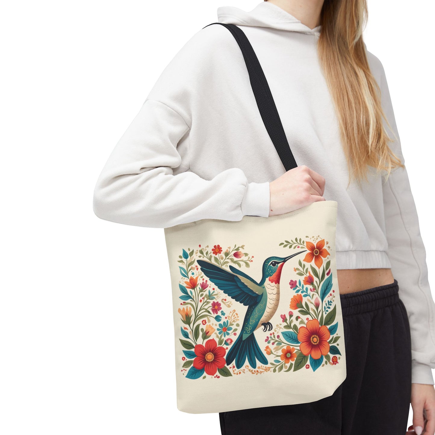 Hummingbird In Bloom Tote Bag - Natural color