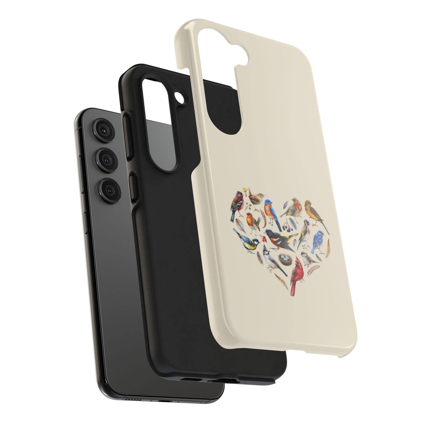 Bird Heart Tough Phone Cases - Cute Wildlife Design, Gift for Nature Enthusiasts, Durable Cases for Birdwatching