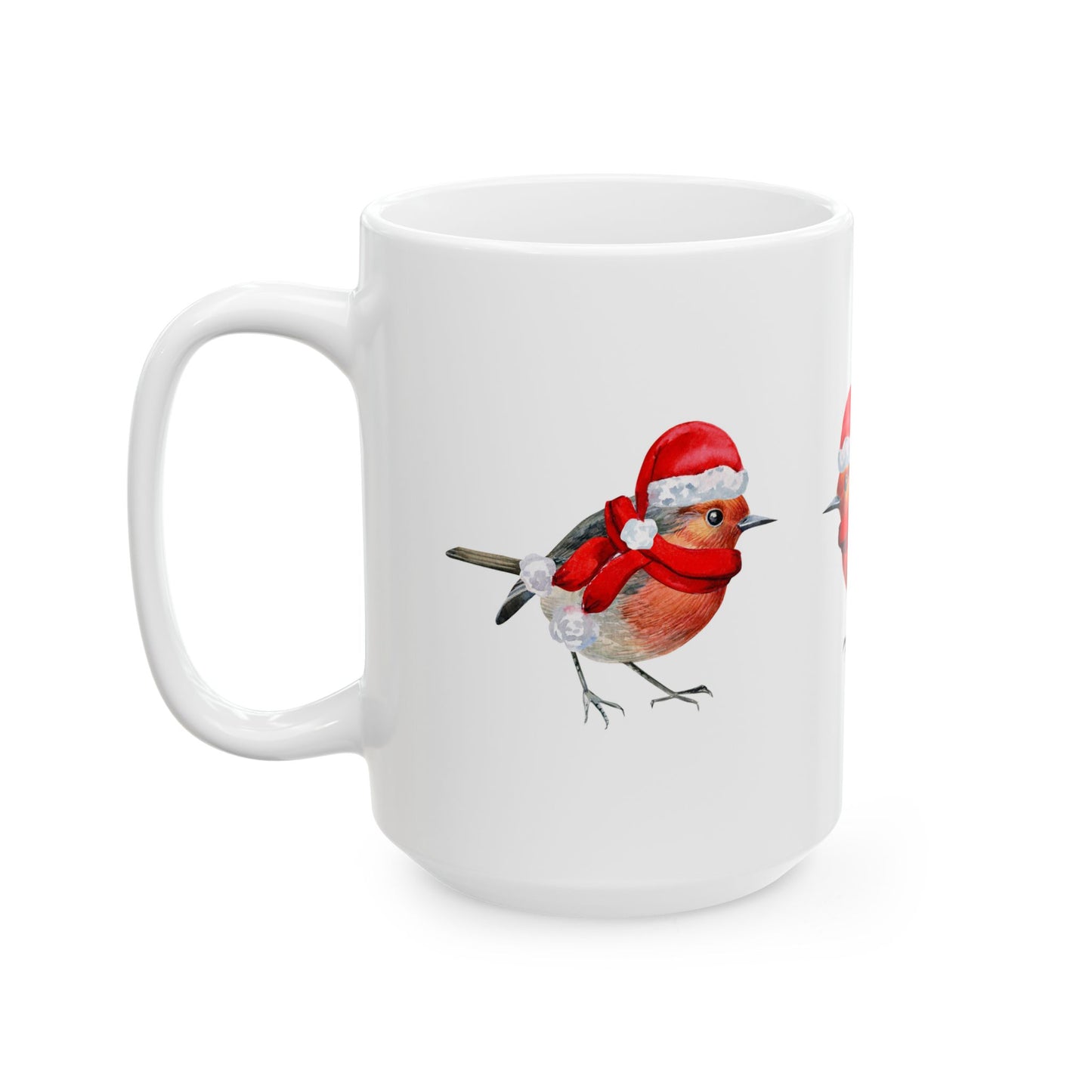 Festive Bird Ceramic Mug - Holiday Coffee Cup (11oz, 15oz)