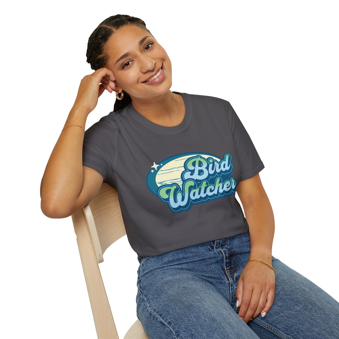 Bird Watcher Teal Unisex Softstyle T-Shirt - Retro Vibe Tee for Casual Wear
