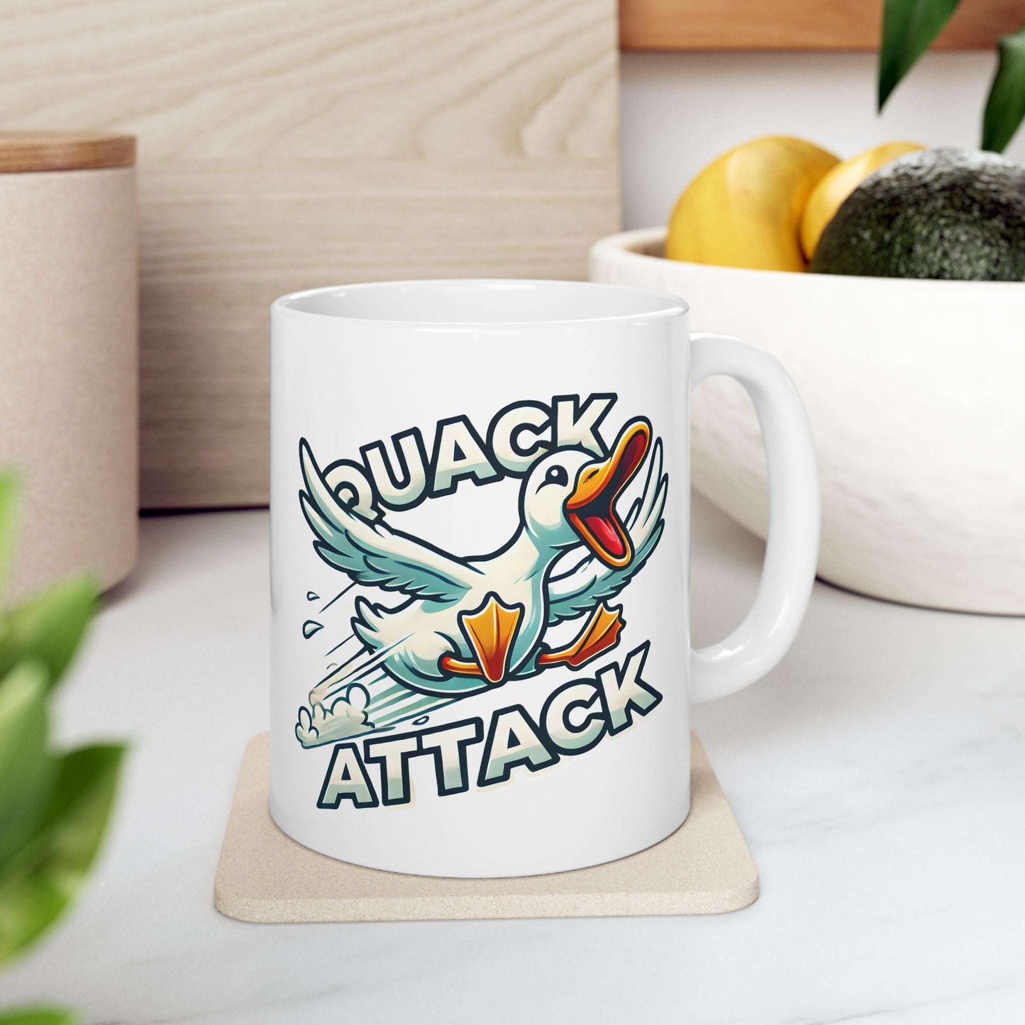 Mug - Quack Attack Duck Design Ceramic Cup (11oz, 15oz)