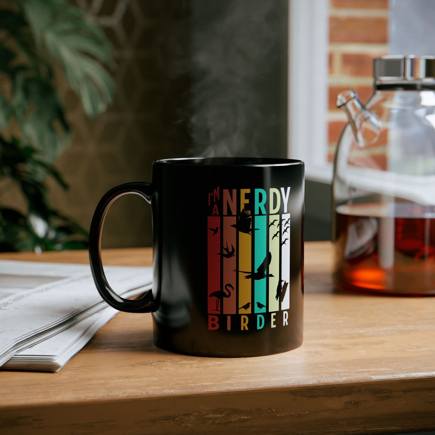 I'm A Nerdy Birder Stylish Glossy Ceramic Black Mug 11oz and 15oz