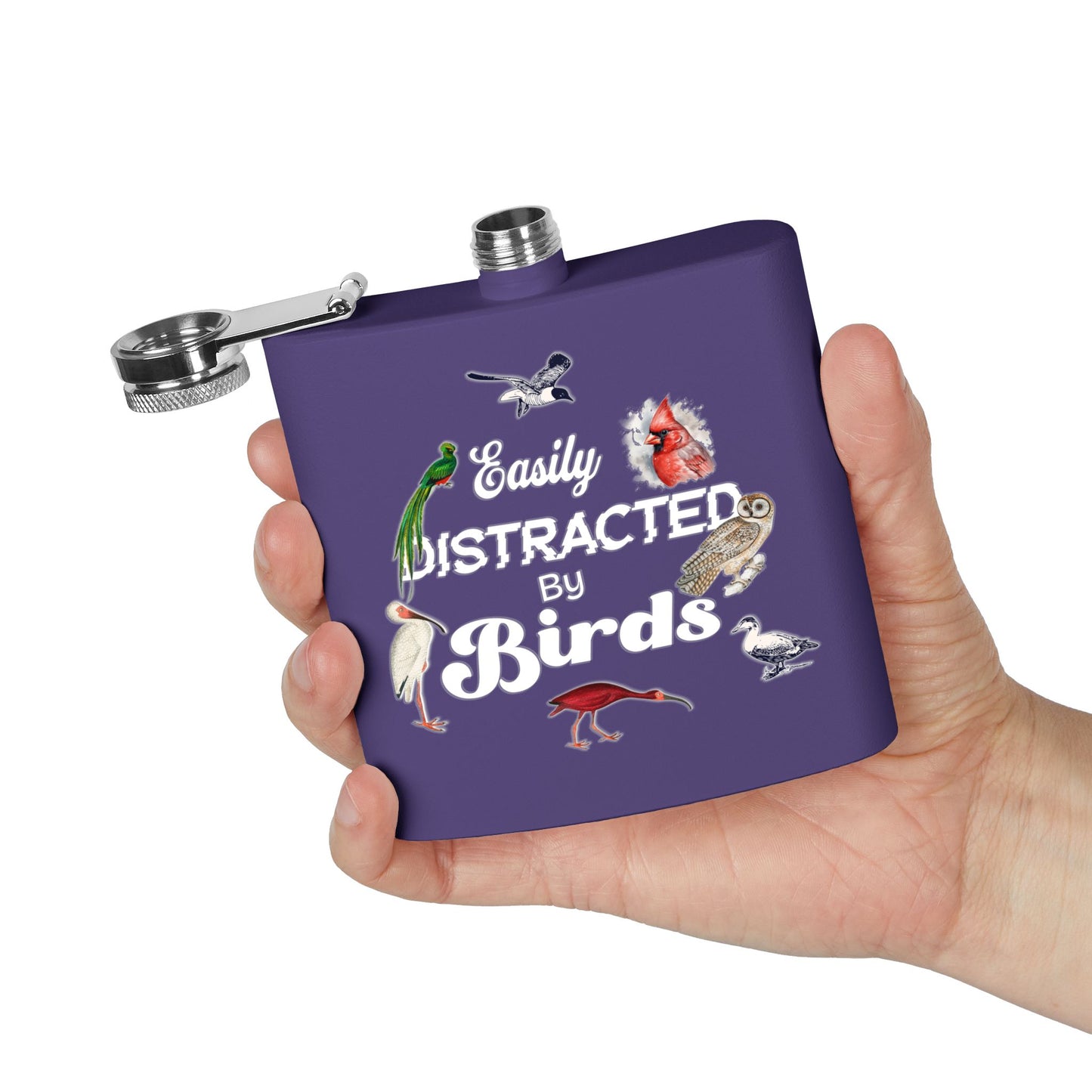 Easily Distracted By Birds Stainless Steel Flask - 6oz