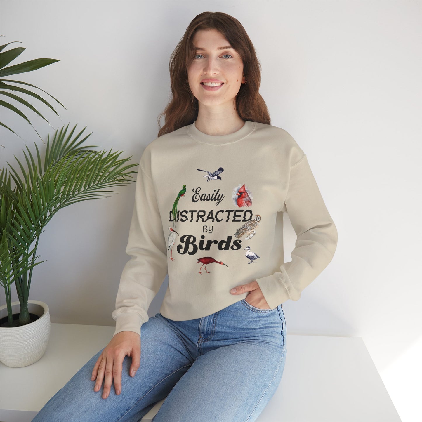 Easily Distracted by Birds Sweatshirt | Unisex Heavy Blend Crewneck