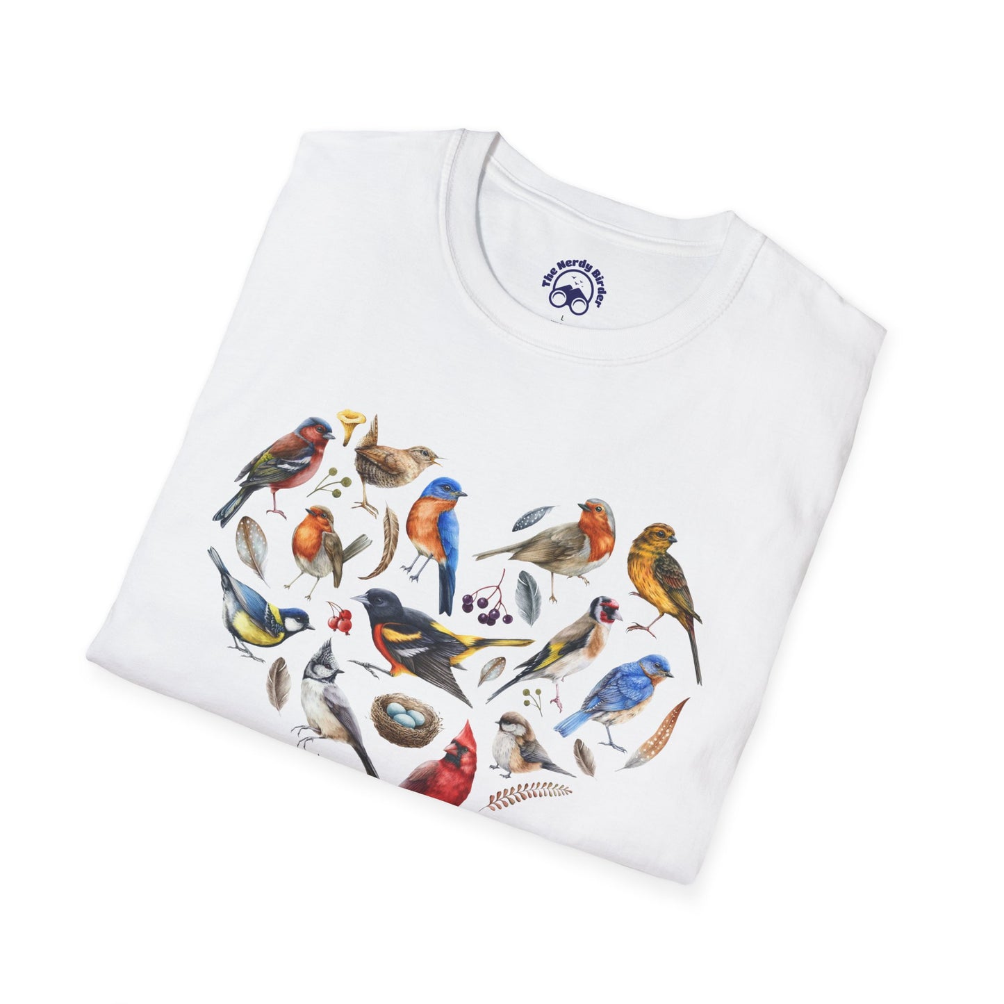 Bird Heart Unisex Softstyle T-Shirt - Heart Design