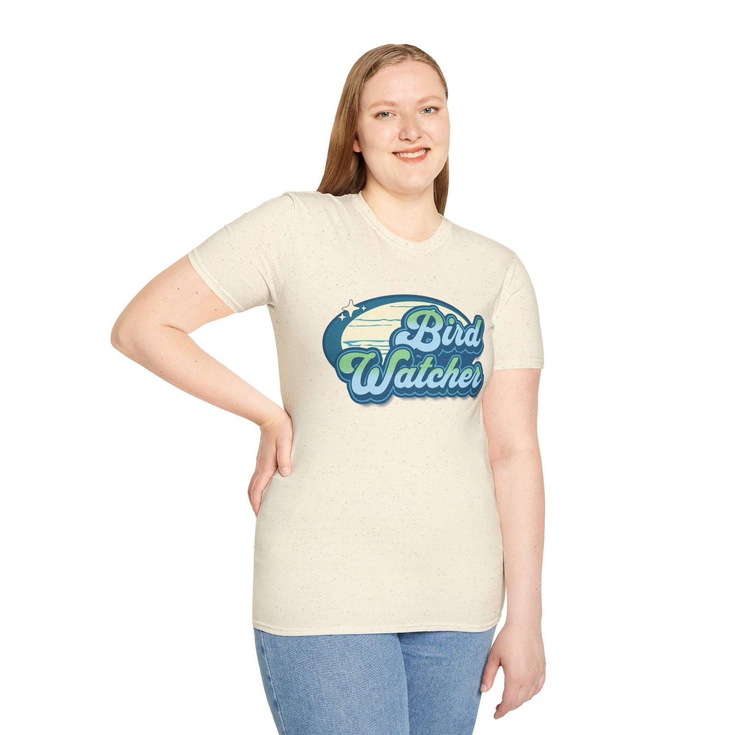 Bird Watcher Teal Unisex Softstyle T-Shirt - Retro Vibe Tee for Casual Wear