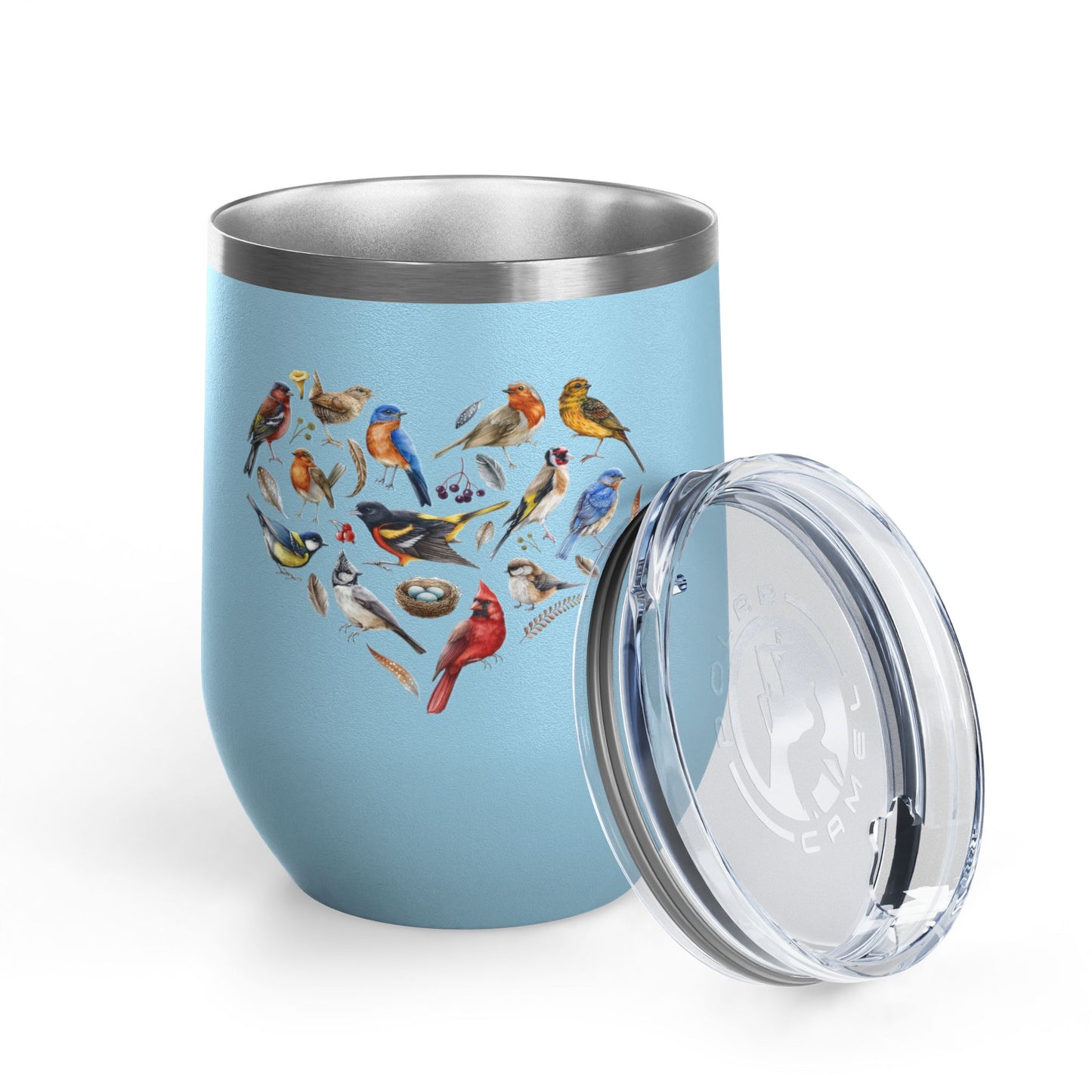 Bird Heart Wine Tumbler- 12oz Insulated Cup for Nature Lovers