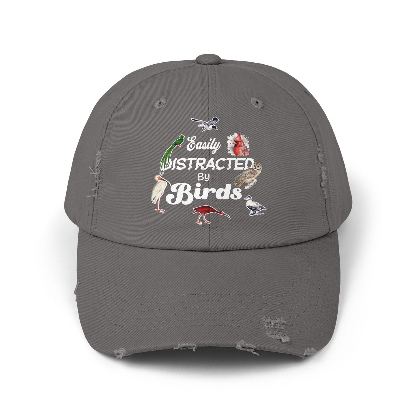 Easily Distracted By Birds Vintage Style Hat - Unisex Distressed Cap