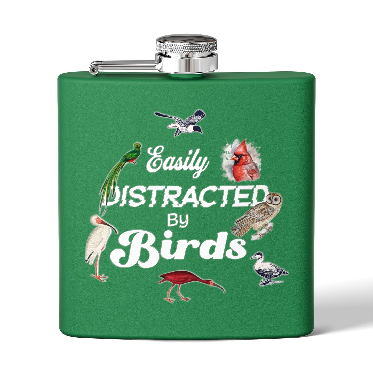 Easily Distracted By Birds Stainless Steel Flask - 6oz