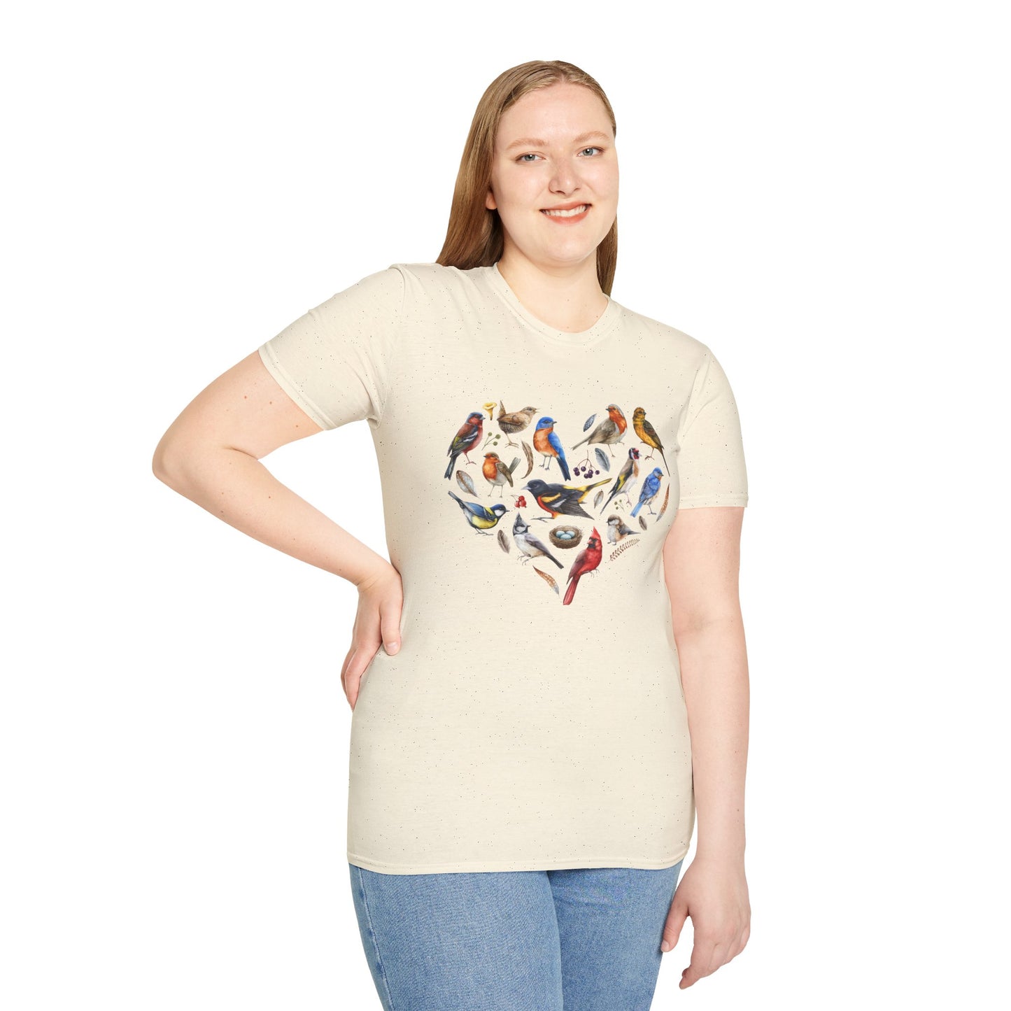 Bird Heart Unisex Softstyle T-Shirt - Heart Design