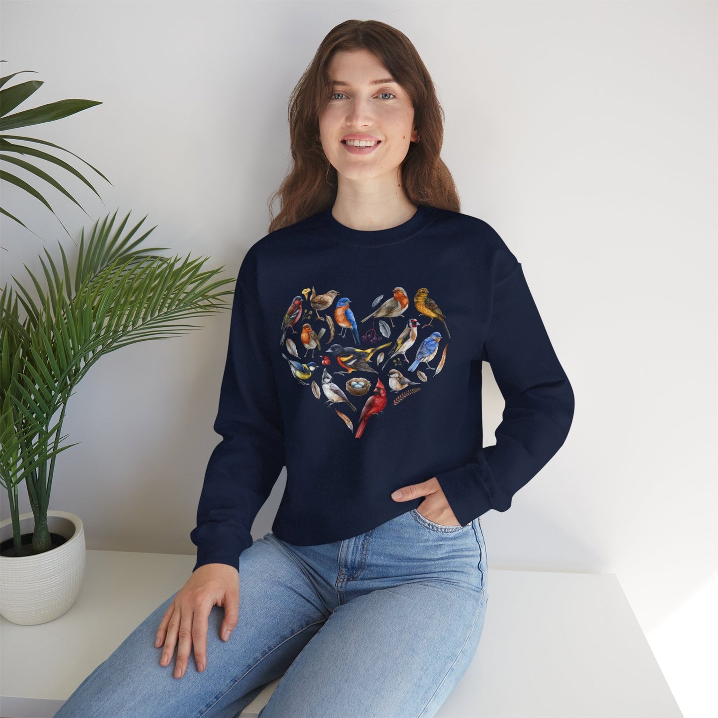 Bird Heart Graphic Unisex Crewneck Sweatshirt