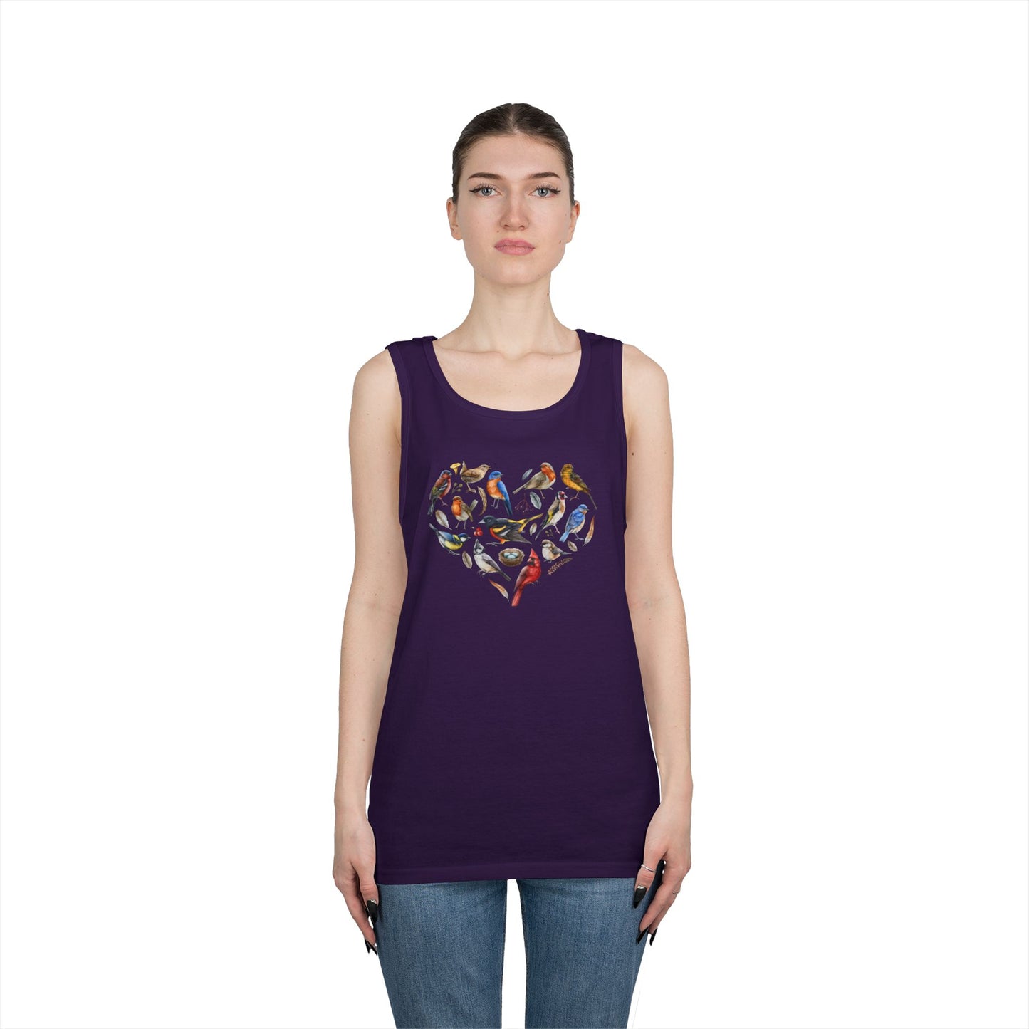 I'm A Nerdy Birder Bird Heart Tank Top, Gift for Bird Lovers, Unisex Summer Wear, Nature Lover's Apparel, Fun Casual Tank