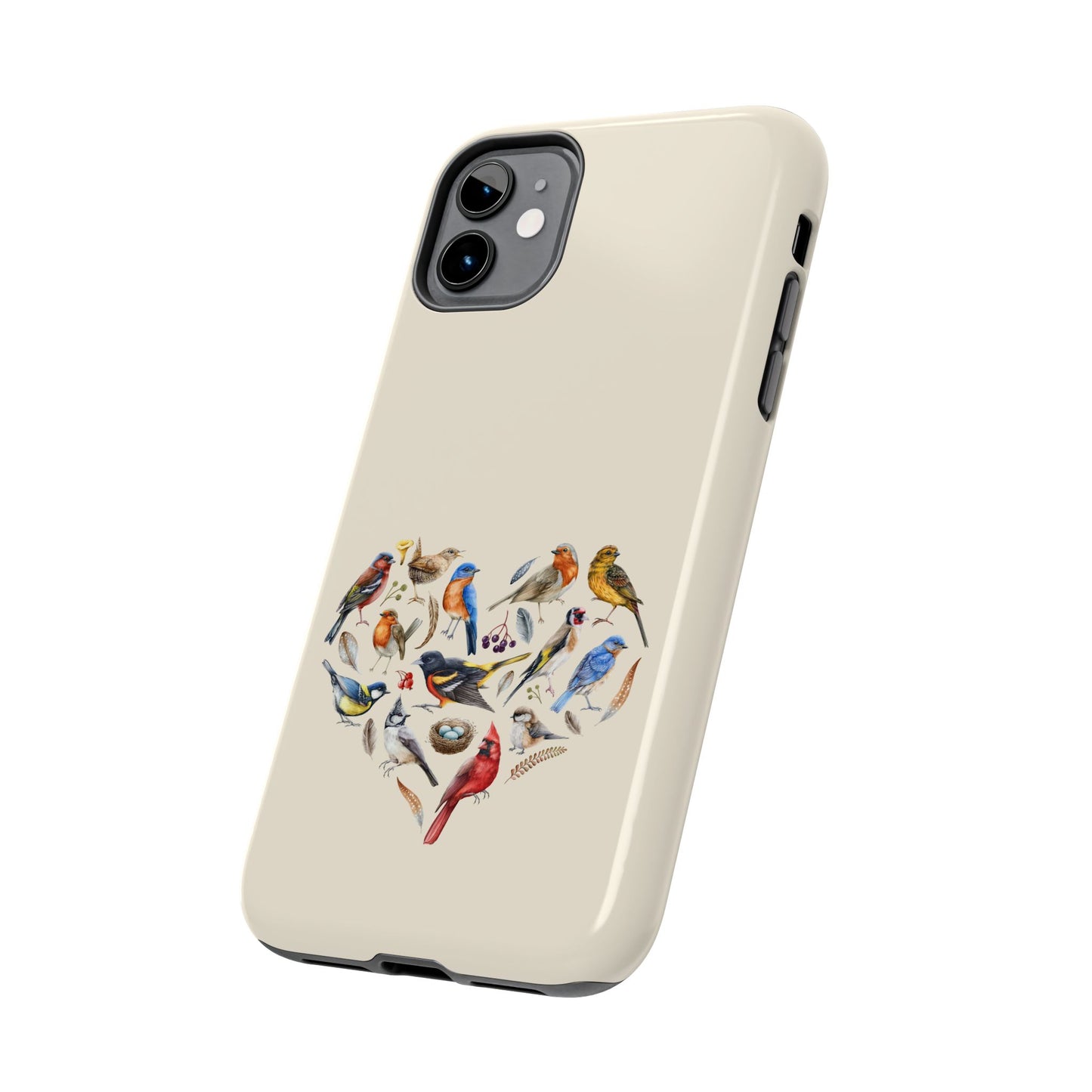 Bird Heart Tough Phone Cases - Cute Wildlife Design, Gift for Nature Enthusiasts, Durable Cases for Birdwatching