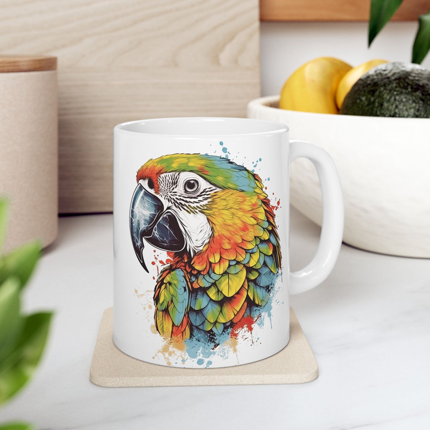 Vibrant Parrot Ceramic Mug - Colorful Bird Design