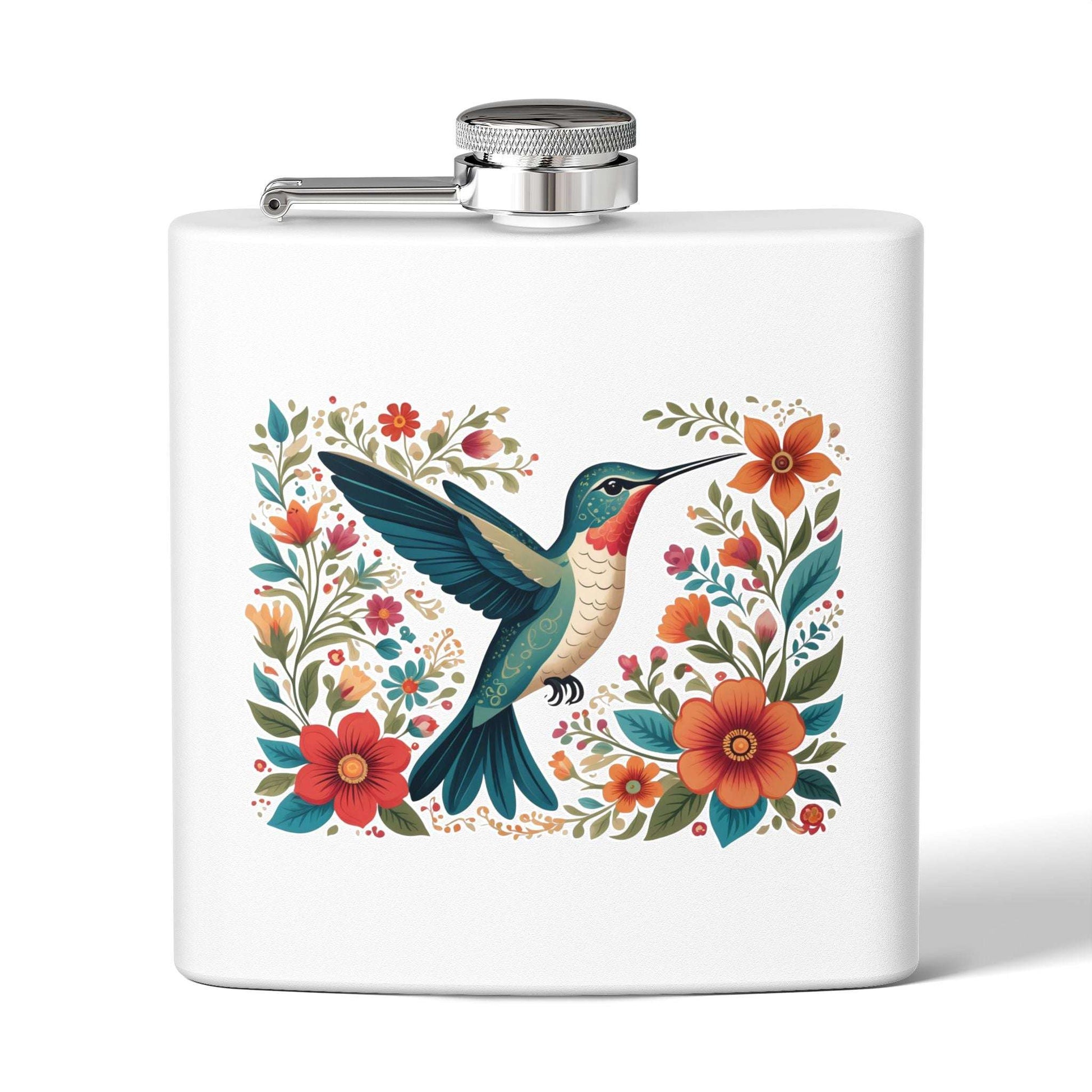 Hummingbird In Bloom Stainless Steel Flask - 6oz