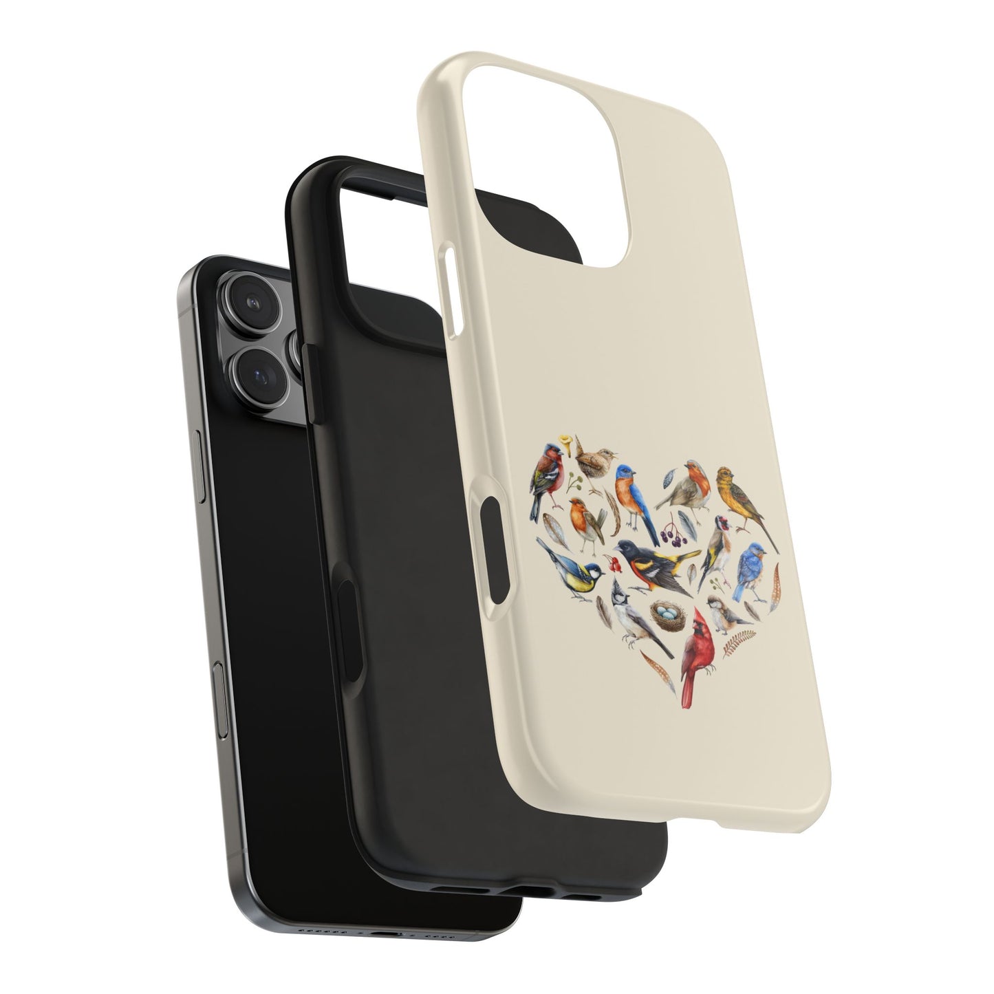 Bird Heart Tough Phone Cases - Cute Wildlife Design, Gift for Nature Enthusiasts, Durable Cases for Birdwatching
