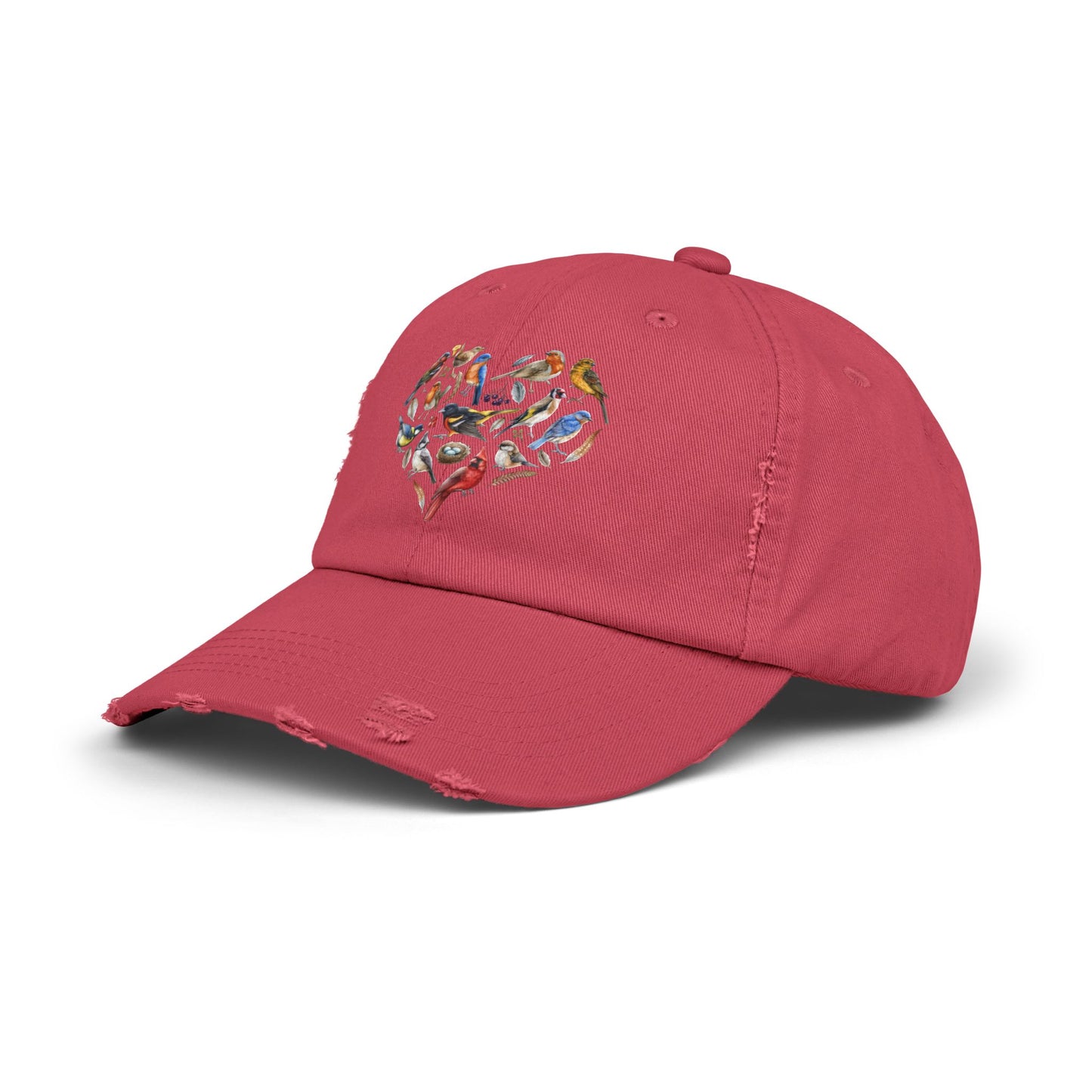 The Nerdy Birder Bird Heart Vintage Style Hat - Unisex Distressed Cap
