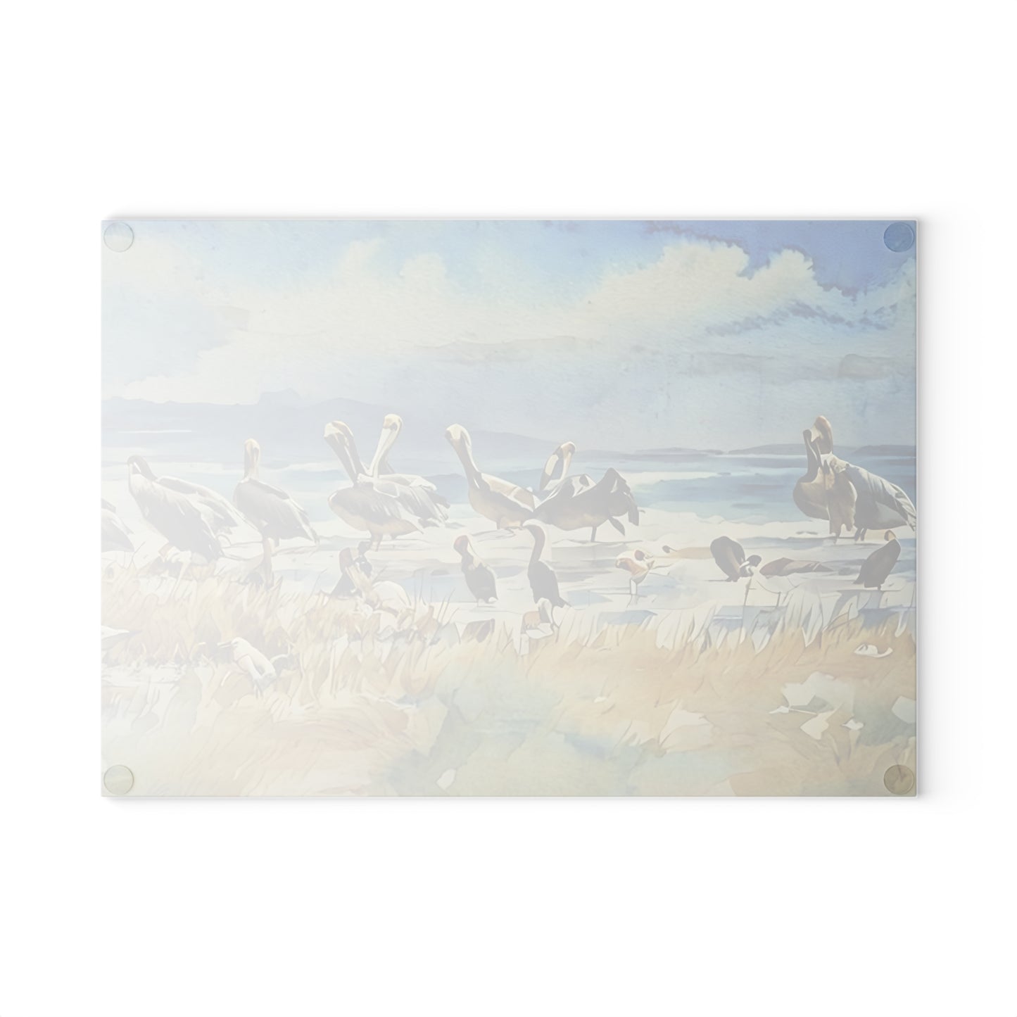 The Nerdy Birder - Coastal Wildlife Glass Cutting Board | Kitchen Décor, Bird Lovers Gift, Beach House Accessory