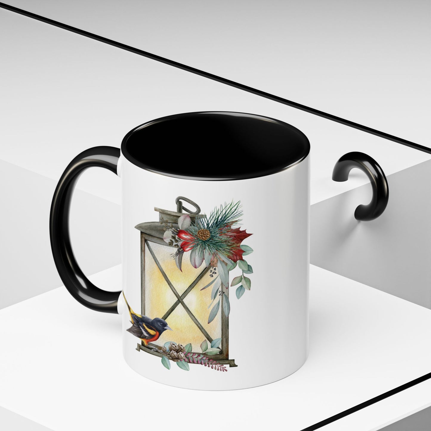 Cozy Christmas Lantern Accent Coffee Mug – Perfect Gift for Bird Lovers