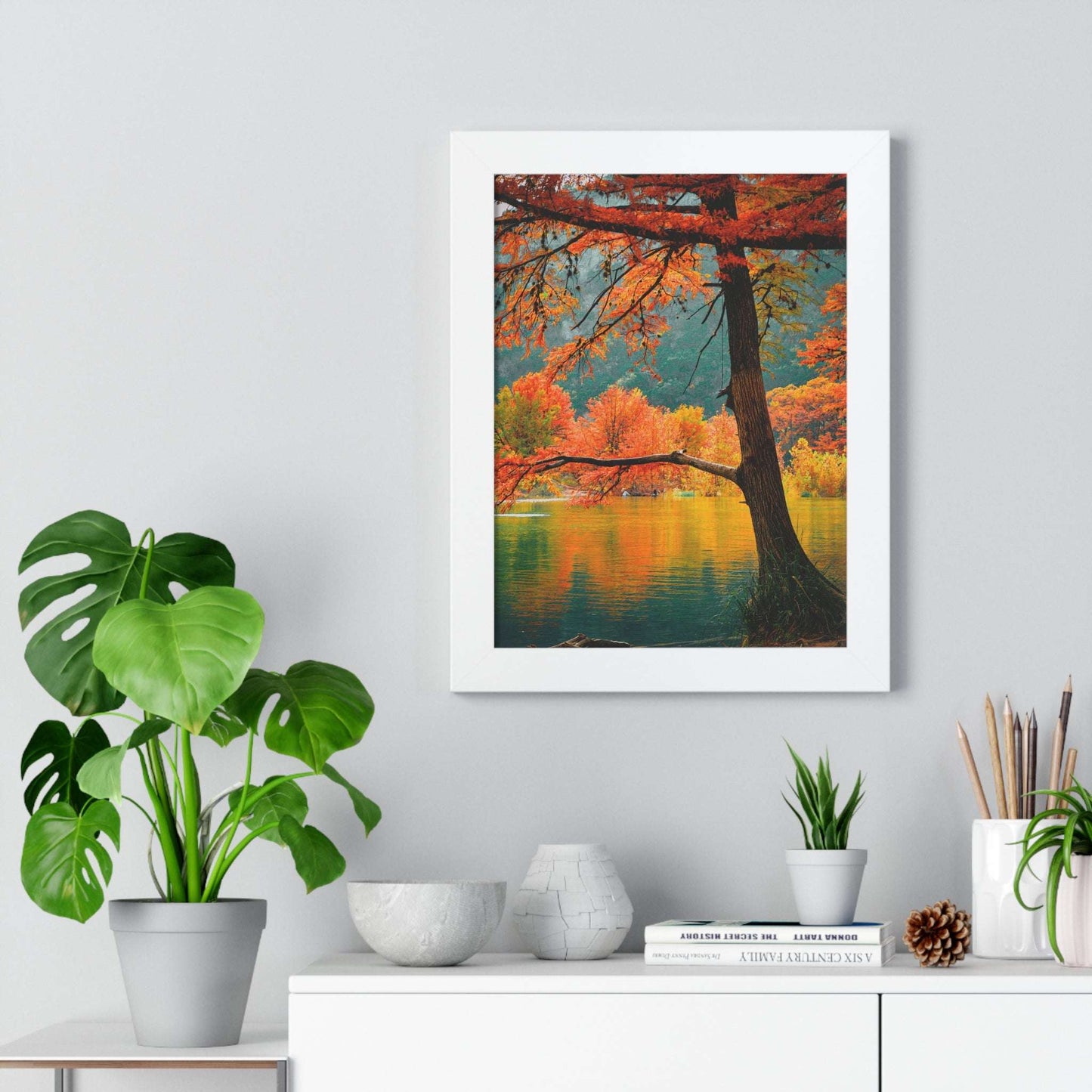 Autumn Serenity Framed Vertical Poster - Nature Wall Art for Home Decor