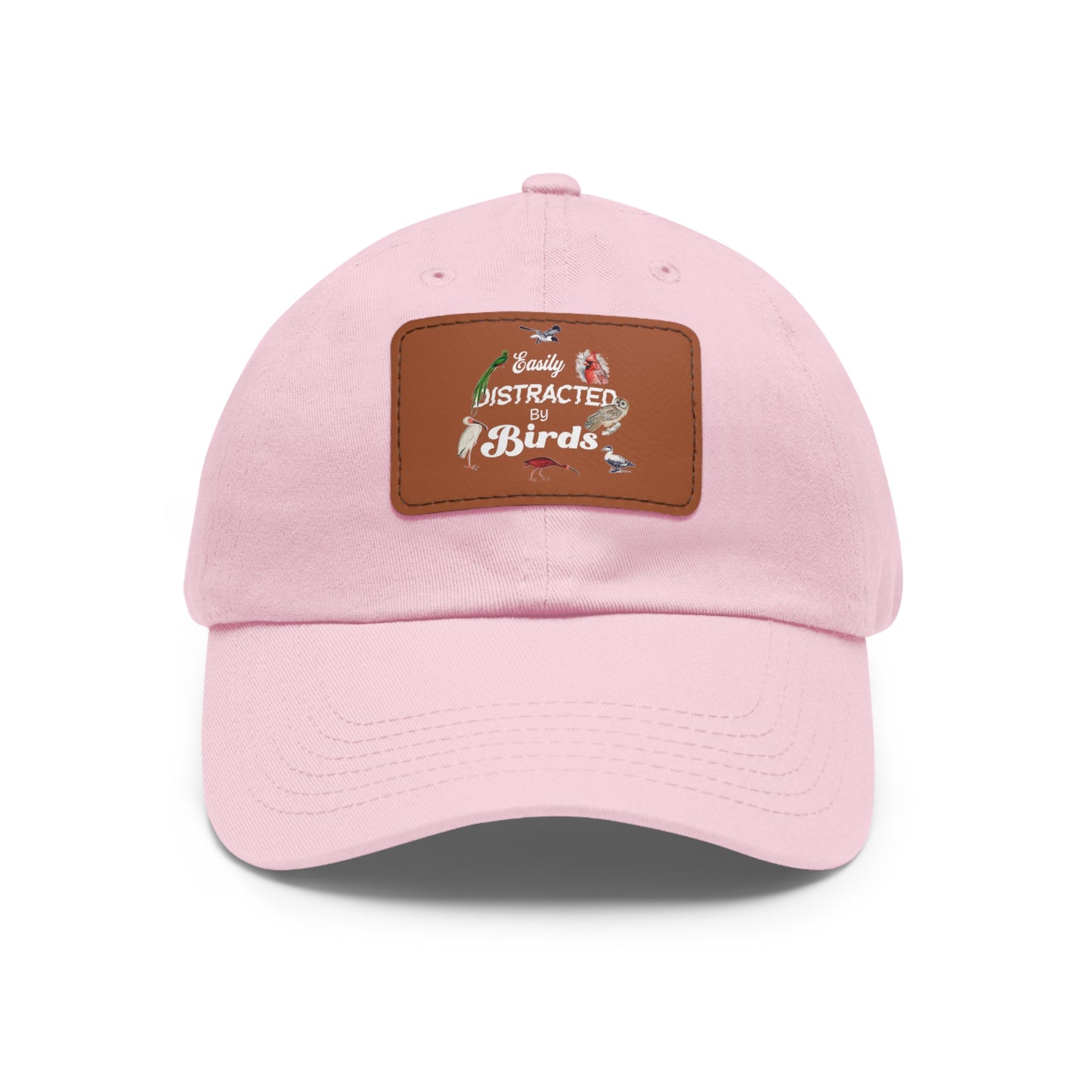 The Nerdy Birder Easily Distracted By Birds Dad Hat with Leather Patch, Casual Cap for Bird Lovers, Unisex