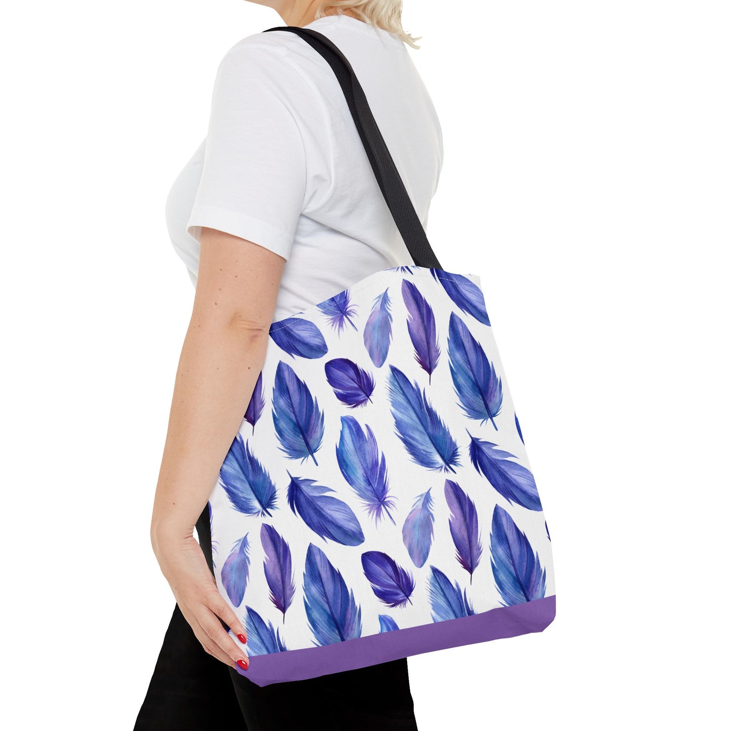 Boho-Chic Elegant Feather Print Tote Bag - Purple Hues - Stylish, Reusable and Perfect for Any Occasion