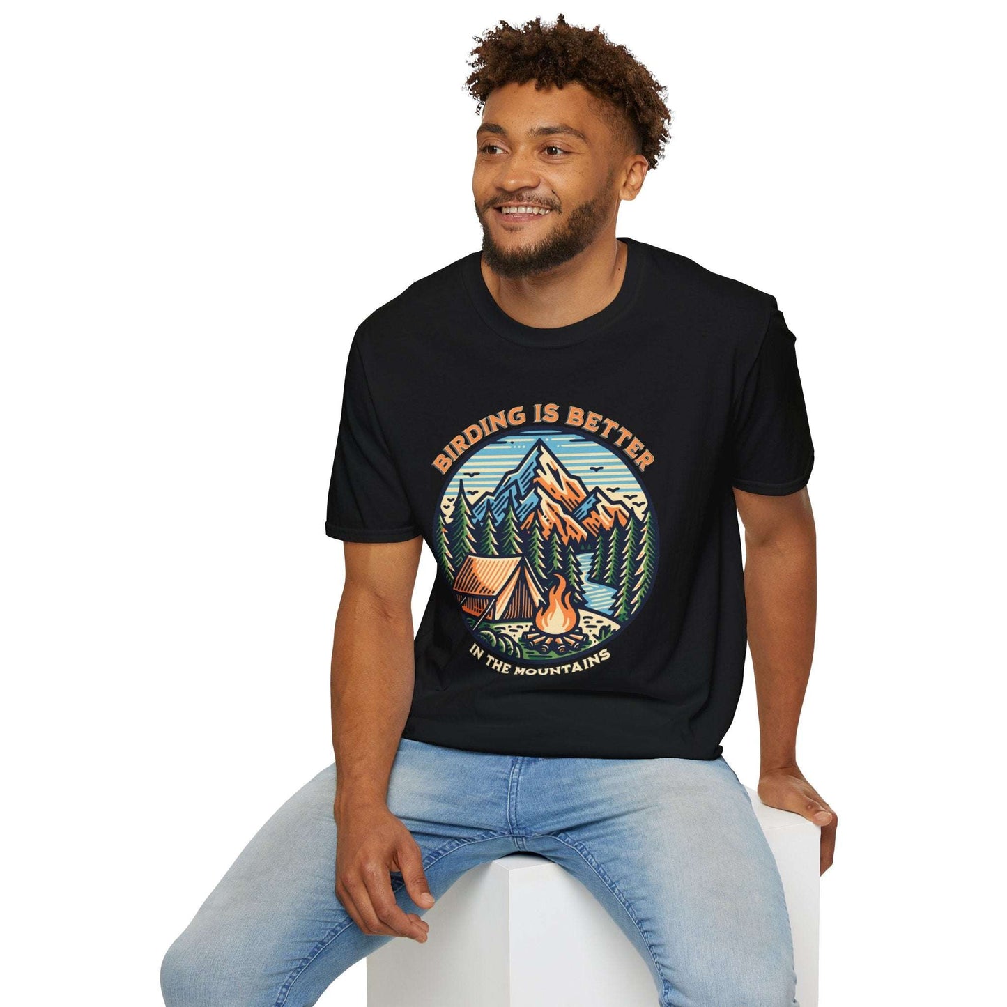 Birding in The Mountains Unisex Softstyle T-Shirt - Nature Lover's Gift