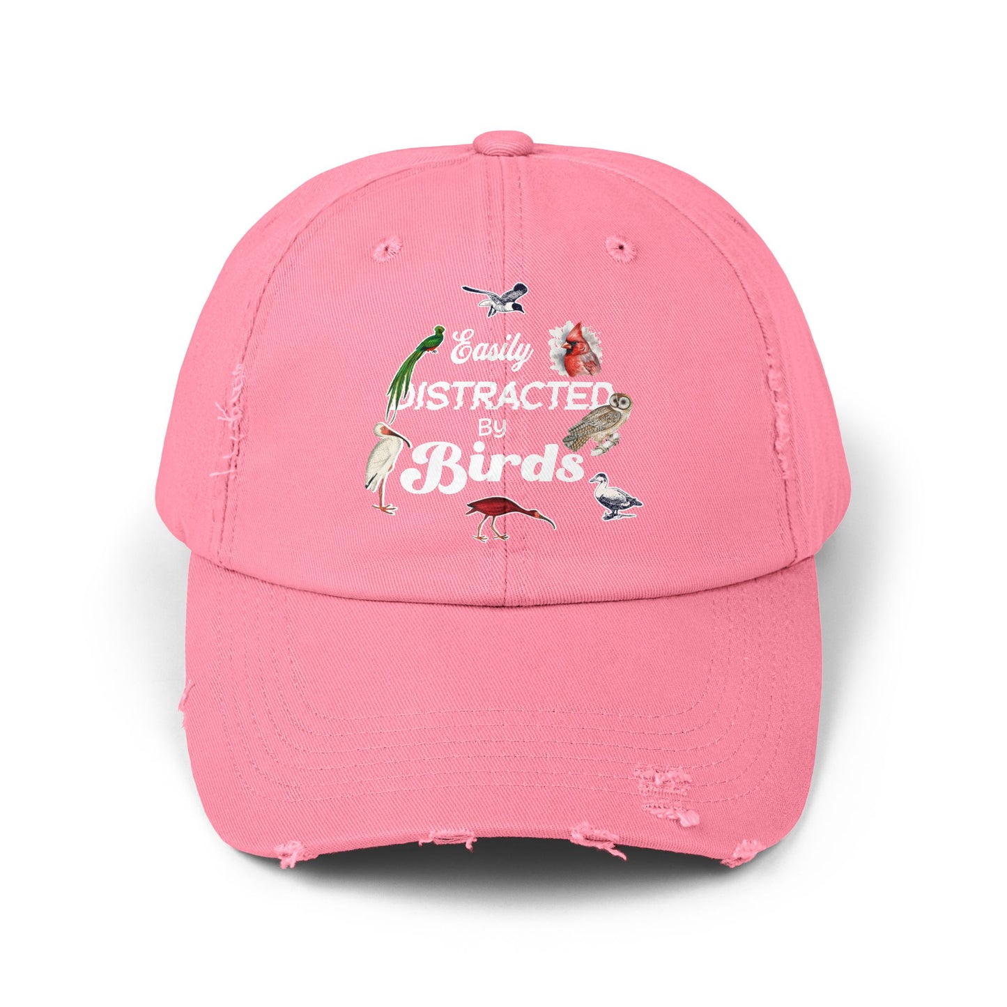 Easily Distracted By Birds Vintage Style Hat - Unisex Distressed Cap