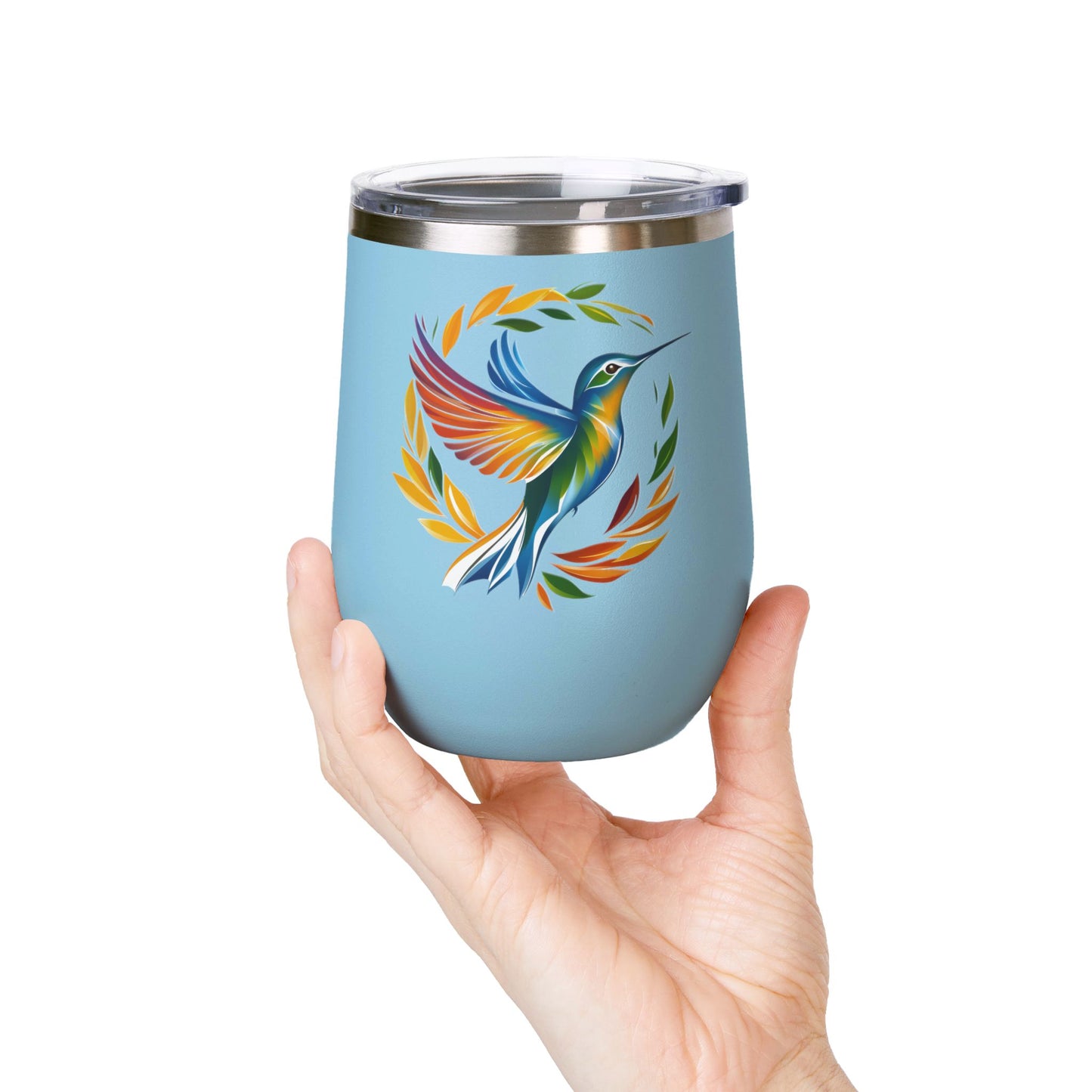 Hummingbird Rainbow Wine Tumbler- 12oz Insulated Cup